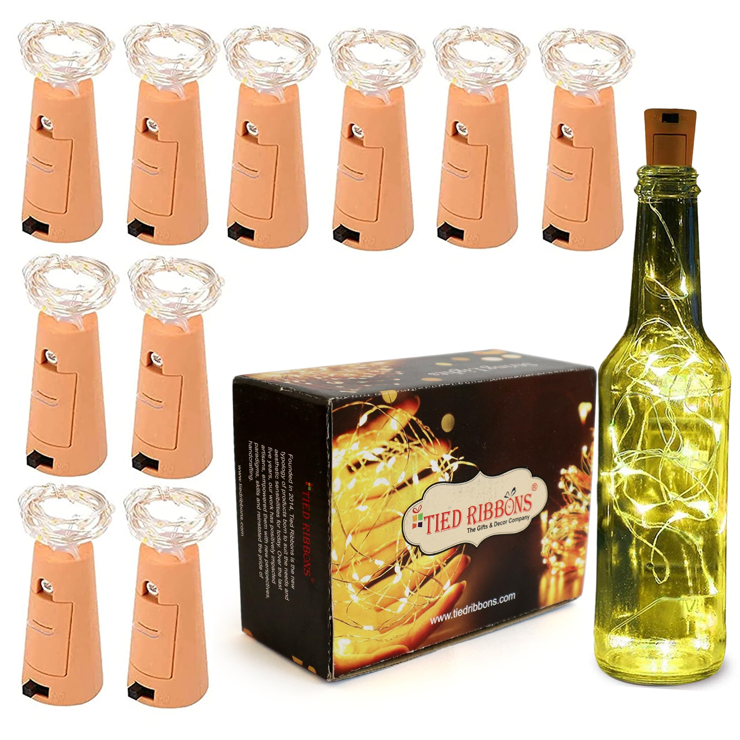 TIED RIBBONS Pack of 6 Wine Bottle Cork Copper Wire String Lights (2 Meter 20 LED in Each) - Christmas Lights for Home Decoration (B07XMPYP1S) Amazon Price History, Amazon Price Tracker