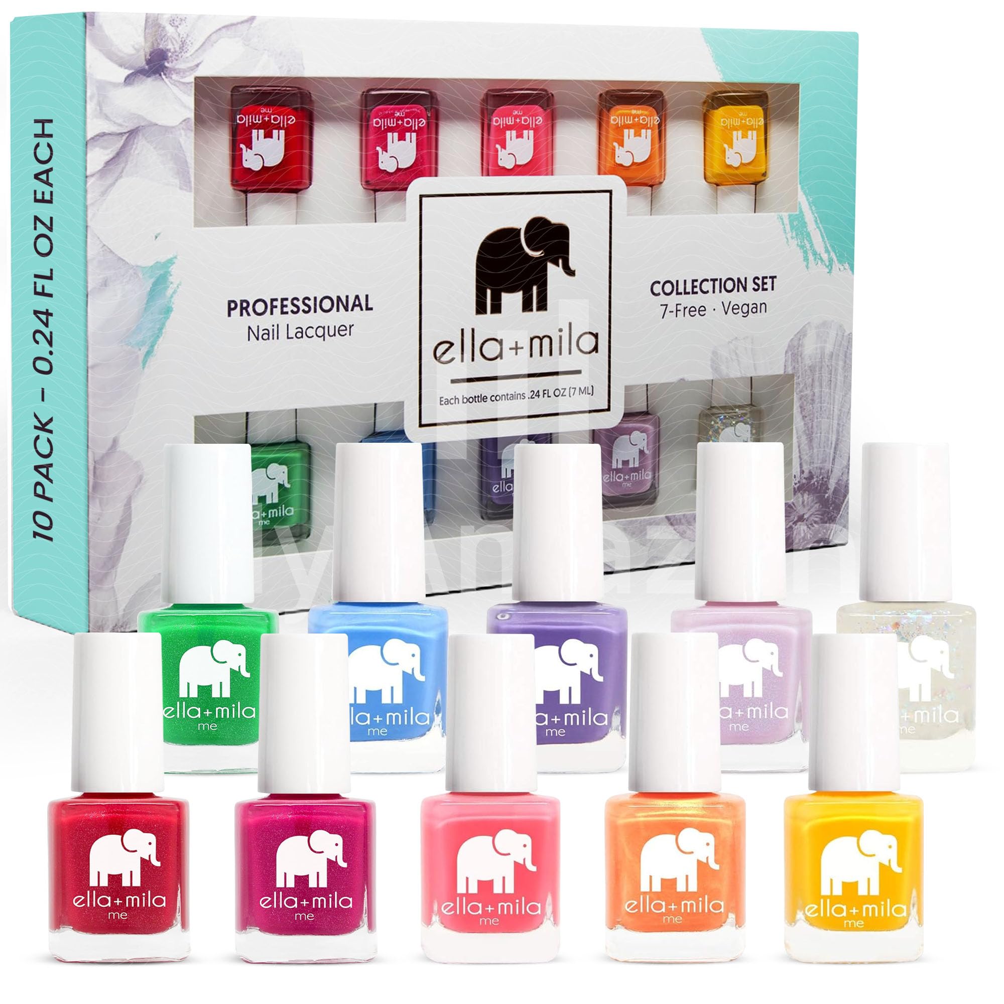 Professional Nail Polish Set - Quick Dry Nail Polish - 10 Pack Vibrant Colors - Vegan Non-Toxic Fingernail Lacquer for Kids & Women - Long-Lasting & Chip Resistant (10 Pack x 0.24 fl oz)
