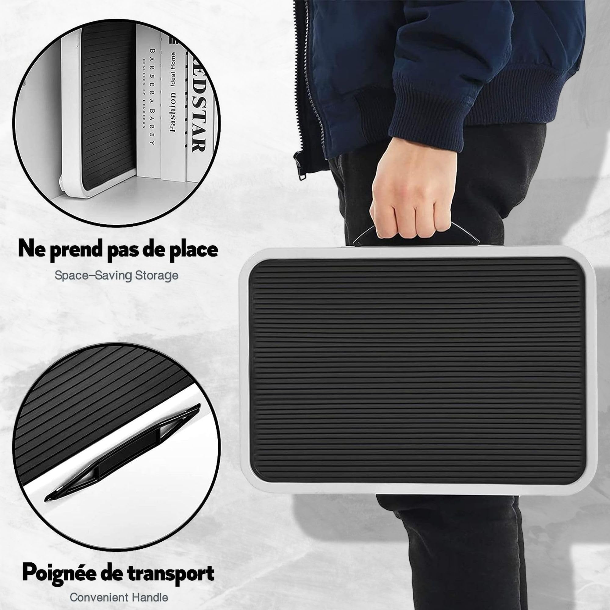 Predellino pieghevole 1 gradino - Scala, scaletta, sgabello di acciaio - Larga superficie antiscivolo - Capacità di carico 150 Kg - Impugnatura di trasporto - Ideale camper, roulotte - 46 x 32 x 17 cm