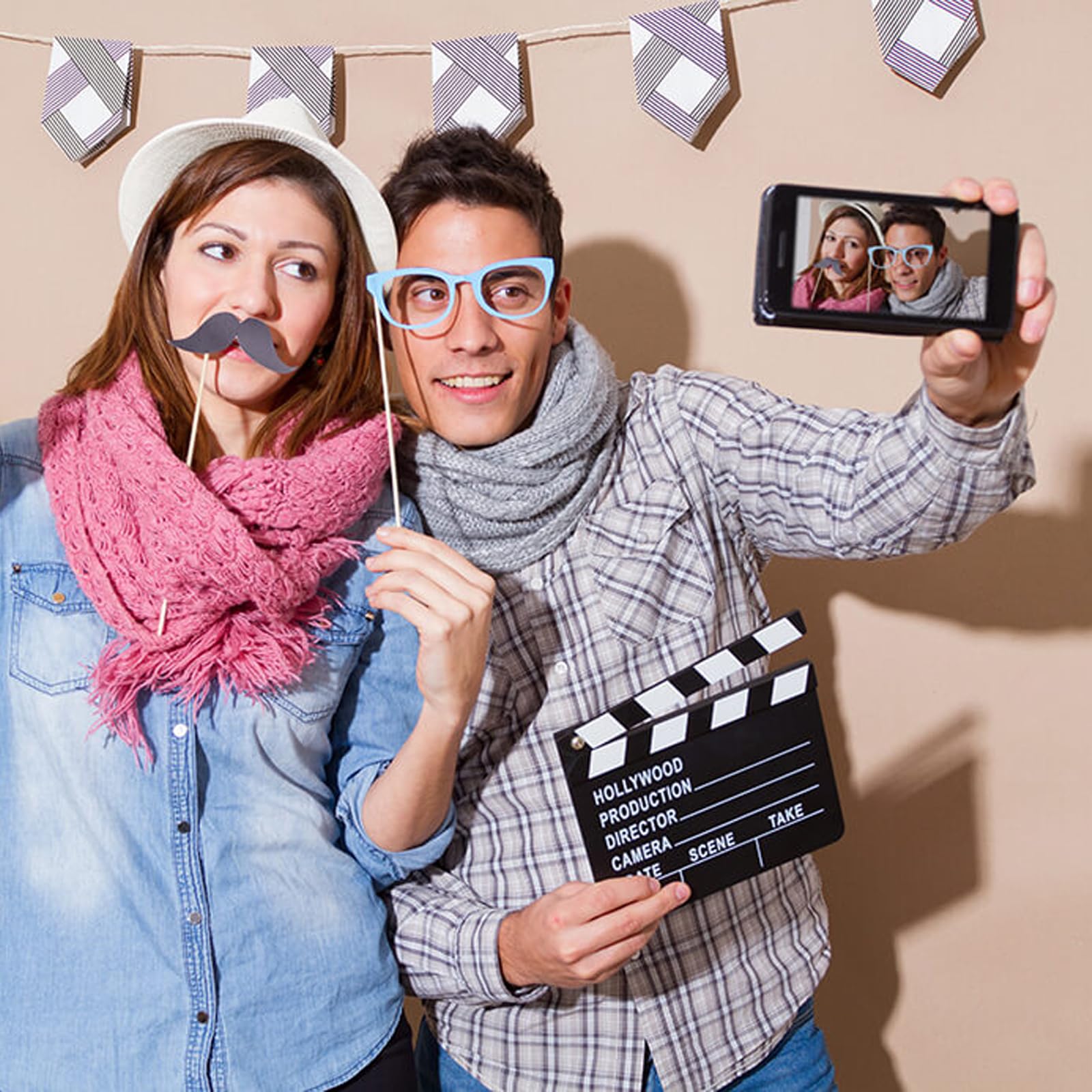 58 pcs Foto Props Accessori, Photo Booth Compleanno Accessori, Photo Booth Props, Foto Decorazione per Festa Compleanno, Divertente Photo Booth per Festa di Laurea, Gadget DIY Decorazioni Addobbi