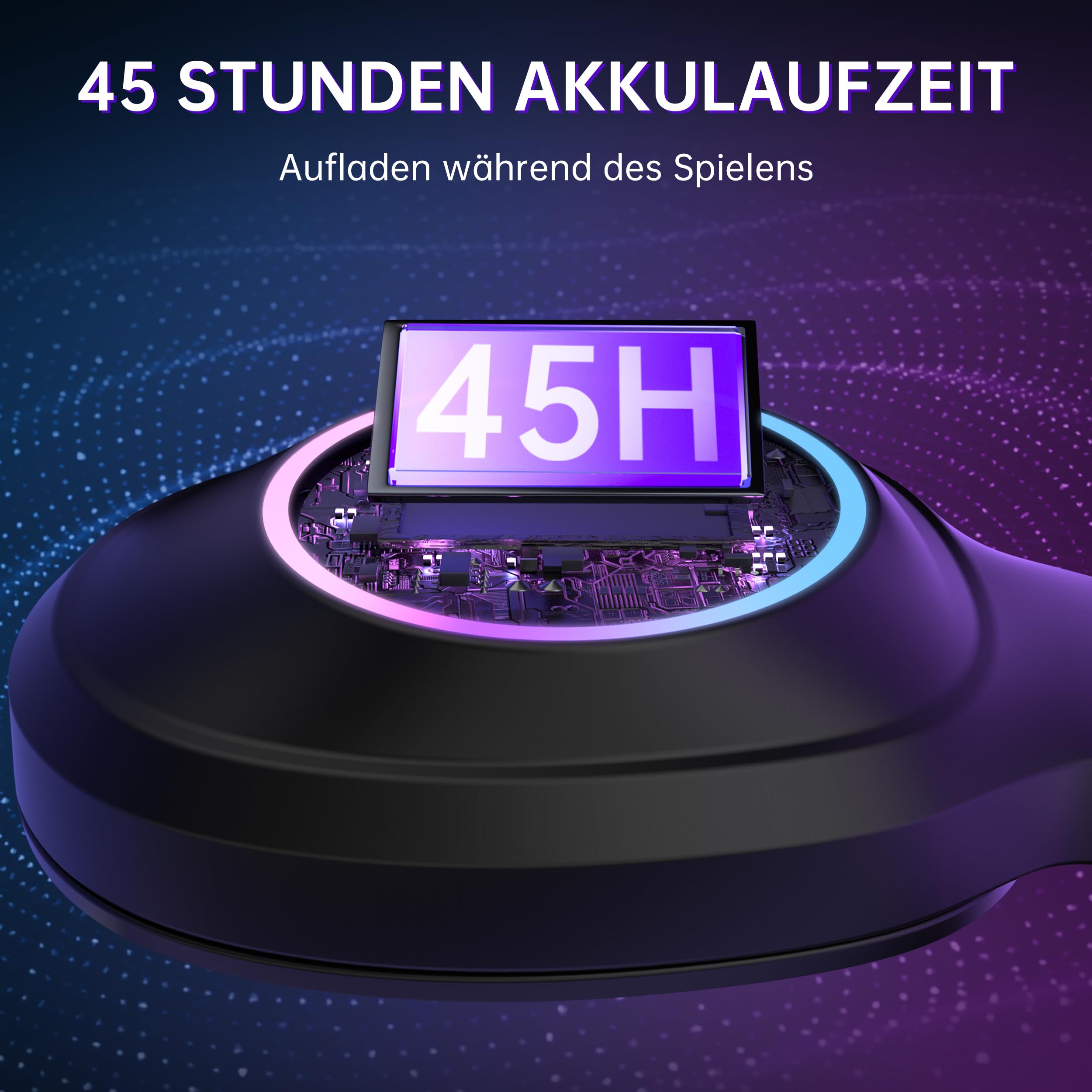 AOC Gaming Headset kabellos 2,4 GHz Wireless Bluetooth 5.4 7.1 Surround Sound Noise Cancelling Mikrofon 239 g 45 Std. Akku