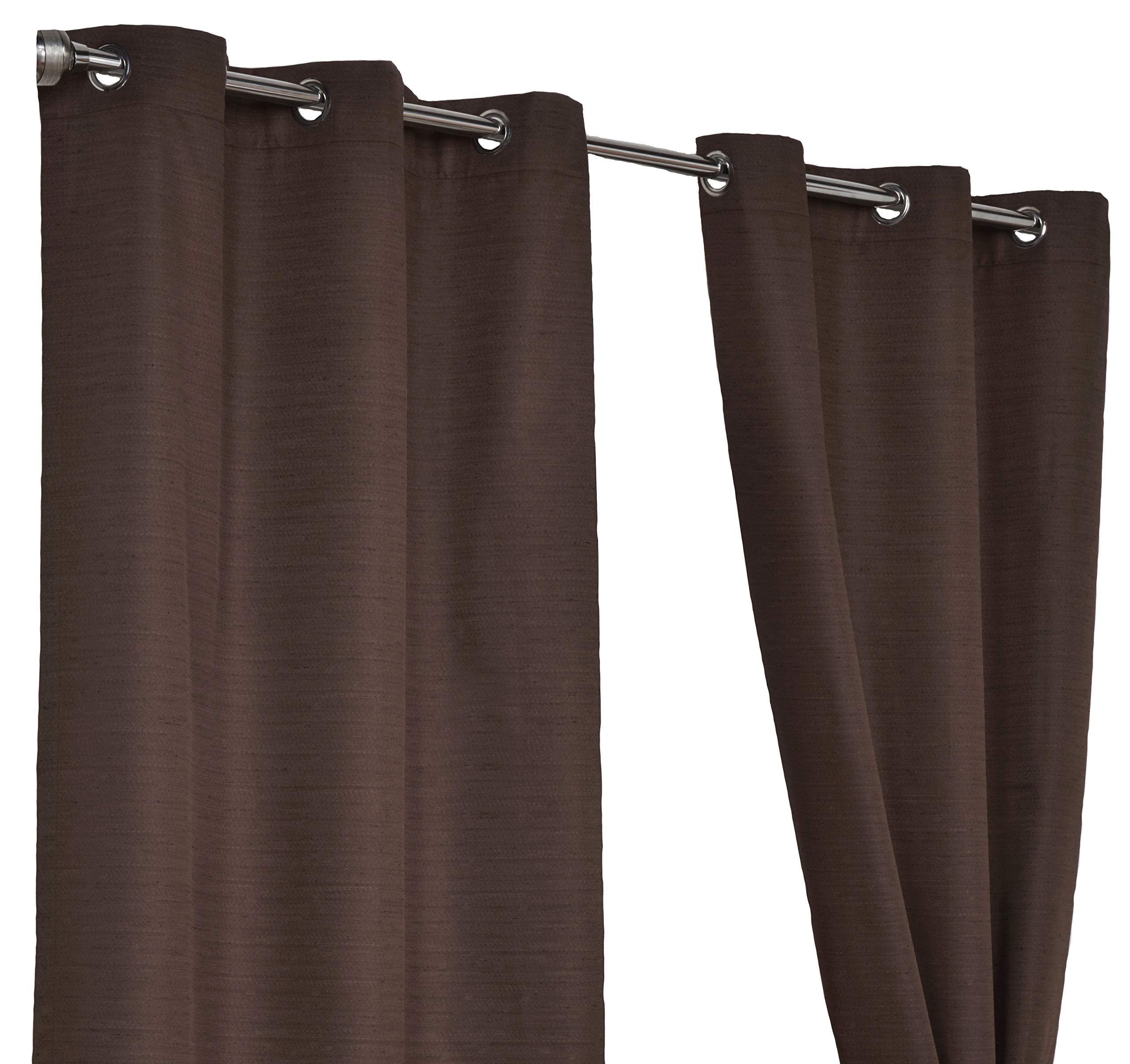 Hamilton McBride Lunar Light Reducing Thermally Coated Chocolate Ring Top/Eyelet Unlined Readymade Curtain Pair 66x90in(168x228cm) Approximately
