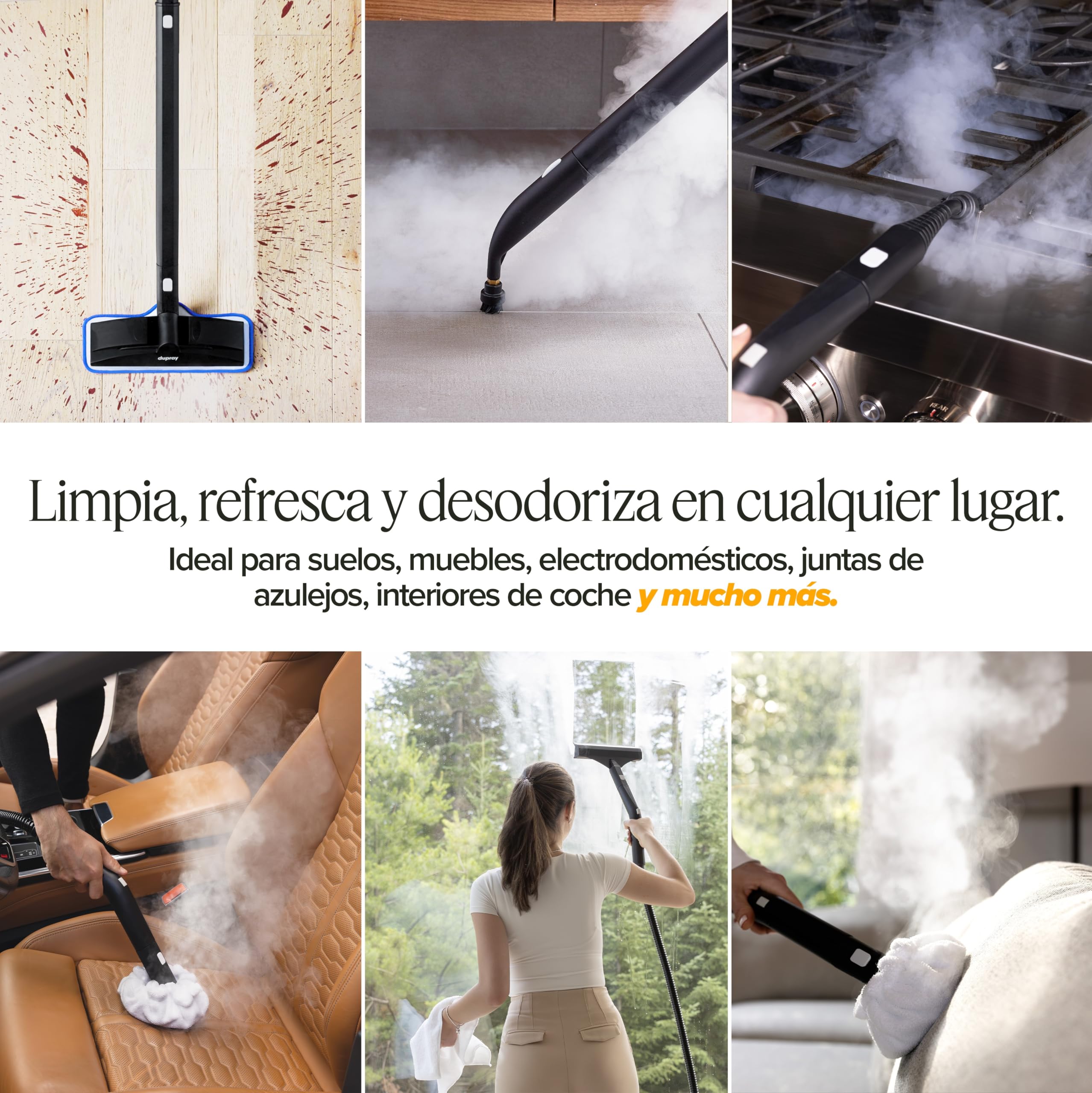 Dupray Neat Plus Limpiador a Vapor – 18 Accesorios, Vapor Potente sin Químicos, Limpieza Profunda para Suelos, Sofás, Cocina, Baño y Coche