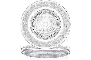 Elsjoy 10-Inch Clear Glass Plates: Embossed Elegance for Every Occasion