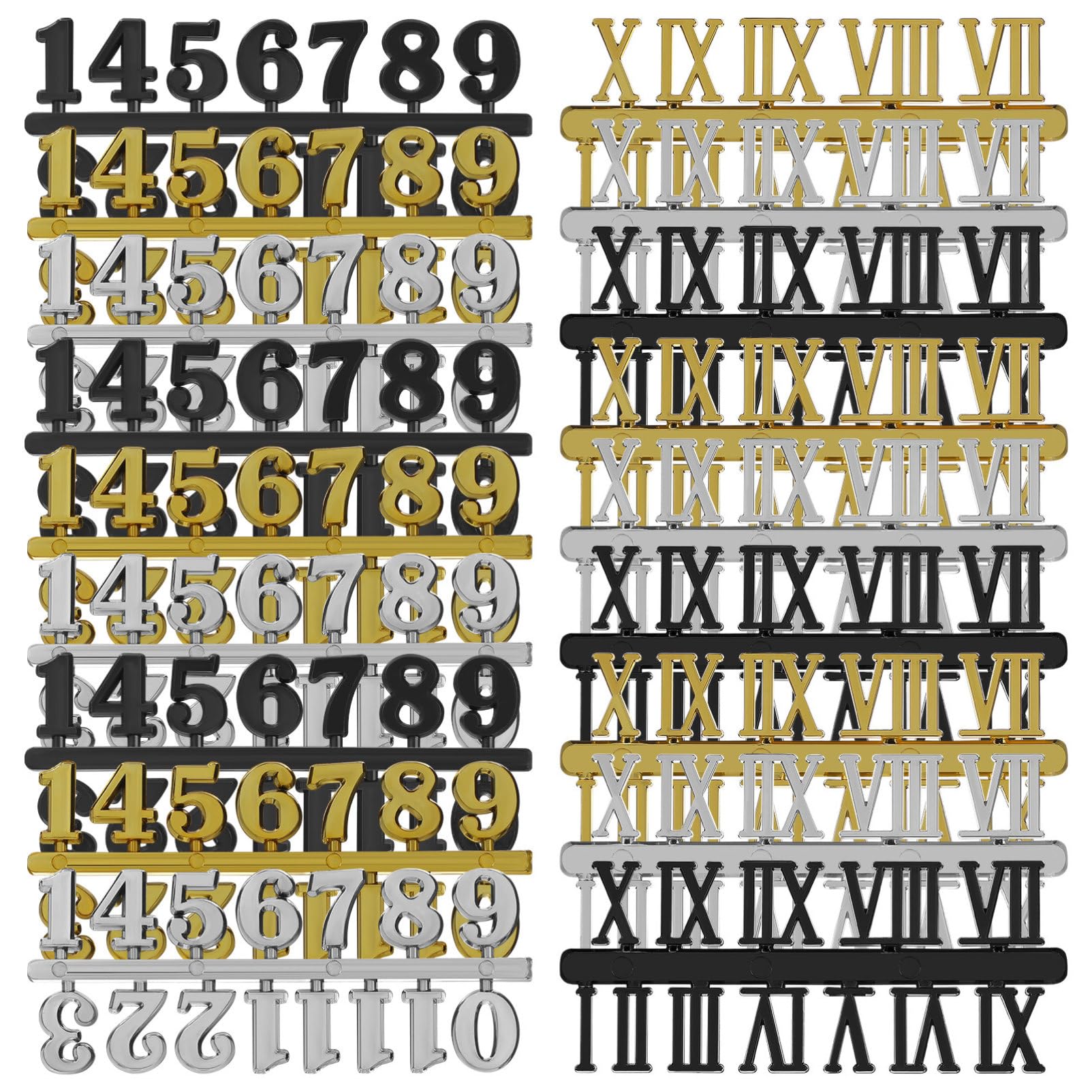 SHINEOFI 18pezzi Numeri per Orologio da Kit di Parti di Orologio Numeri Arabi e Romani per Sostituzione Riparazione Digitale Fai da Te