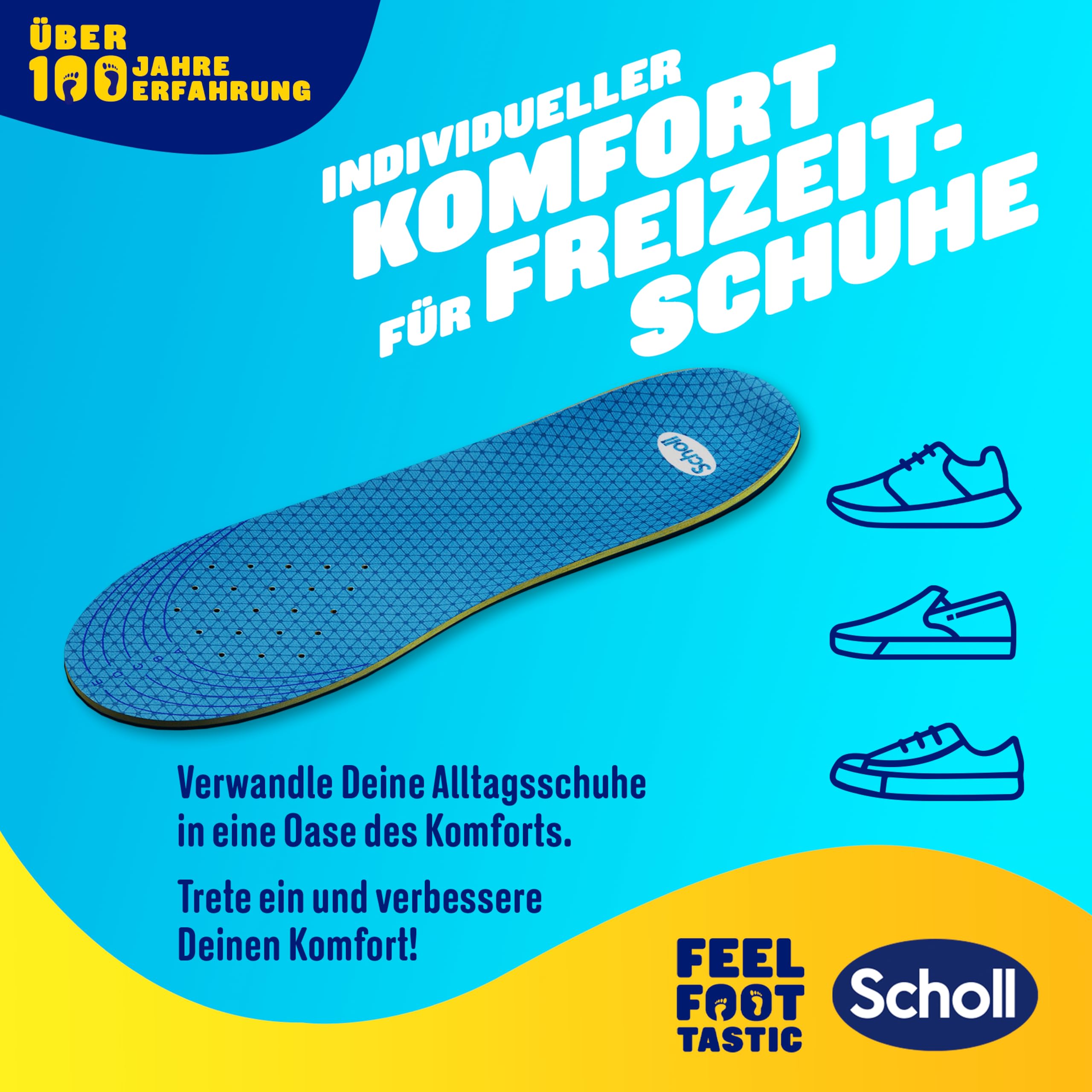 Scholl GelActiv Everyday wkładki dla mężczyzn, komfortowe stopy przez cały dzień, amortyzacja z pianki z pamięcią kształtu i technologia GelWave dopasowują się do stóp i zapewniają najwyższy komfort