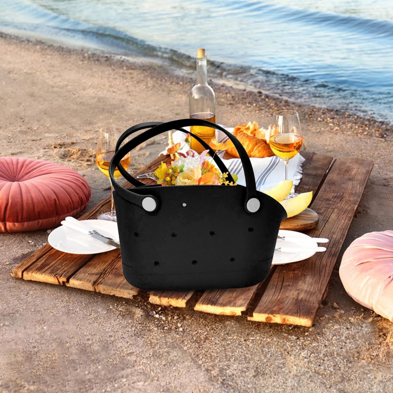 Bolsa de playa de goma, bolsa de playa pequeña, resistente a la arena y lavable, accesorios de viaje portátiles para hombres y mujeres