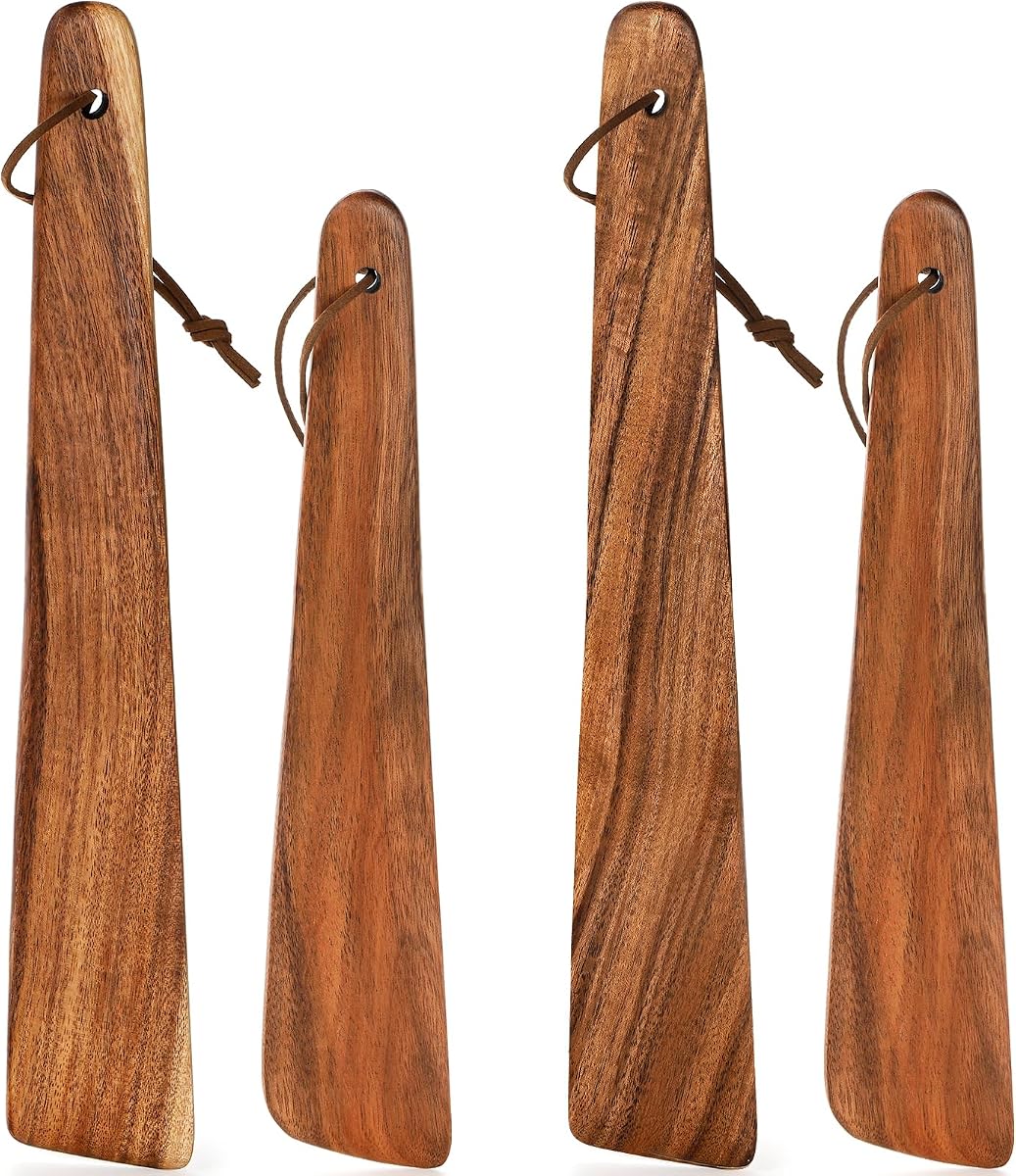 Tebery 4 Pack Wood Spatulas for Cooking, 12" & 10" Teak Scraper Small Flat Turner Egg Flipper, Wooden Cooking Utensils Heat Resistant Spatulas for Cast Iron Flipping, Scraping, Stirring, Turning