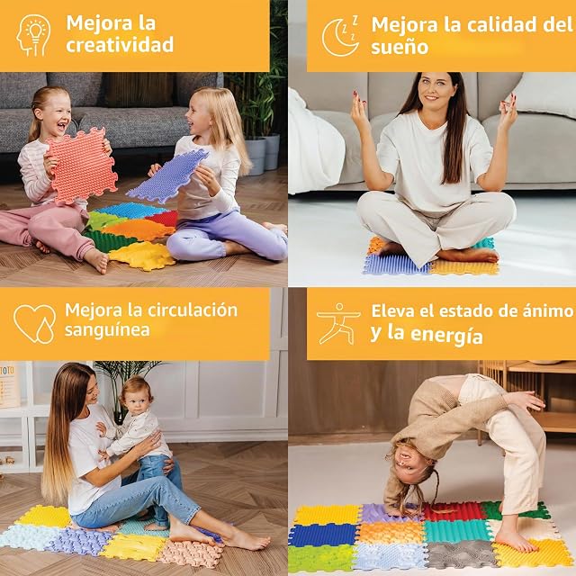 Foto 4 de 8 de ORTOTO Alfombra Puzzle Sensorial de Masaje, 9 Piezas (Stimulative Rainbow)
