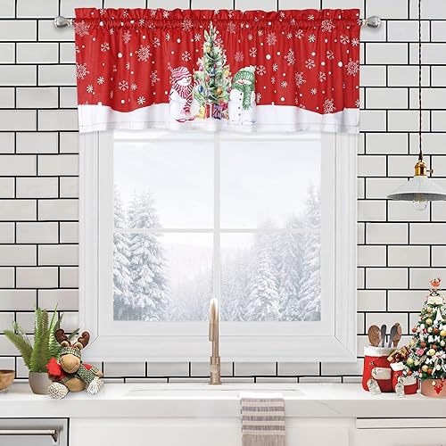 Miniatura 5 de Cortina de cenefa de Navidad, cortinas de cafetería, tratamiento de ventana, bolsillo para barra para decoración del hogar, 1 panel para baño, sala