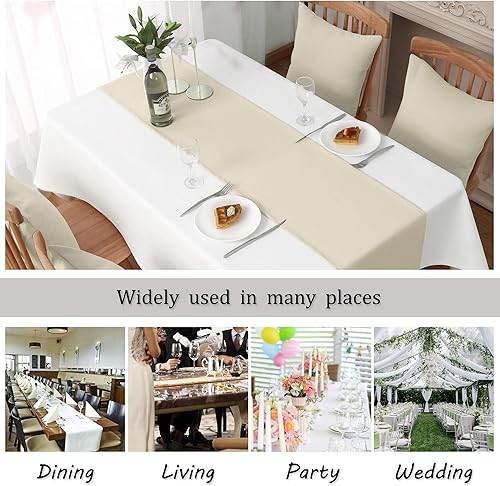 Miniatura 7 de DUALIFE Camino de mesa marrón de 72 pulgadas de largo, impermeable, de tela natural, para sala de estarmesa de café, con tela extra suave y gruesa,