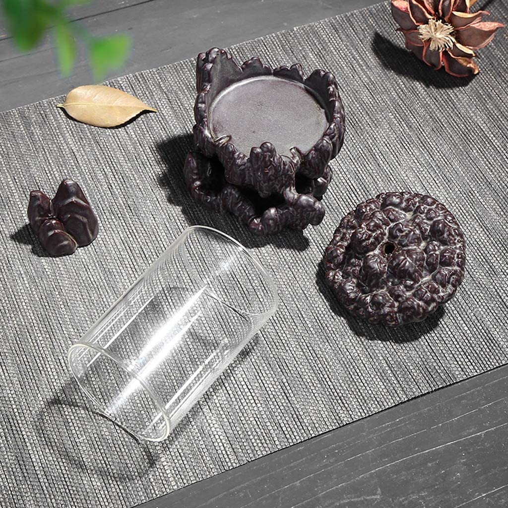 Fuentes de Incienso,Yoga Quemador De Incienso De Vidrio De Reflujo, Decoración Creativa para El Hogar, Ceremonia del Té, Horno De Aromaterapia De Cerámica, Regalo Zen