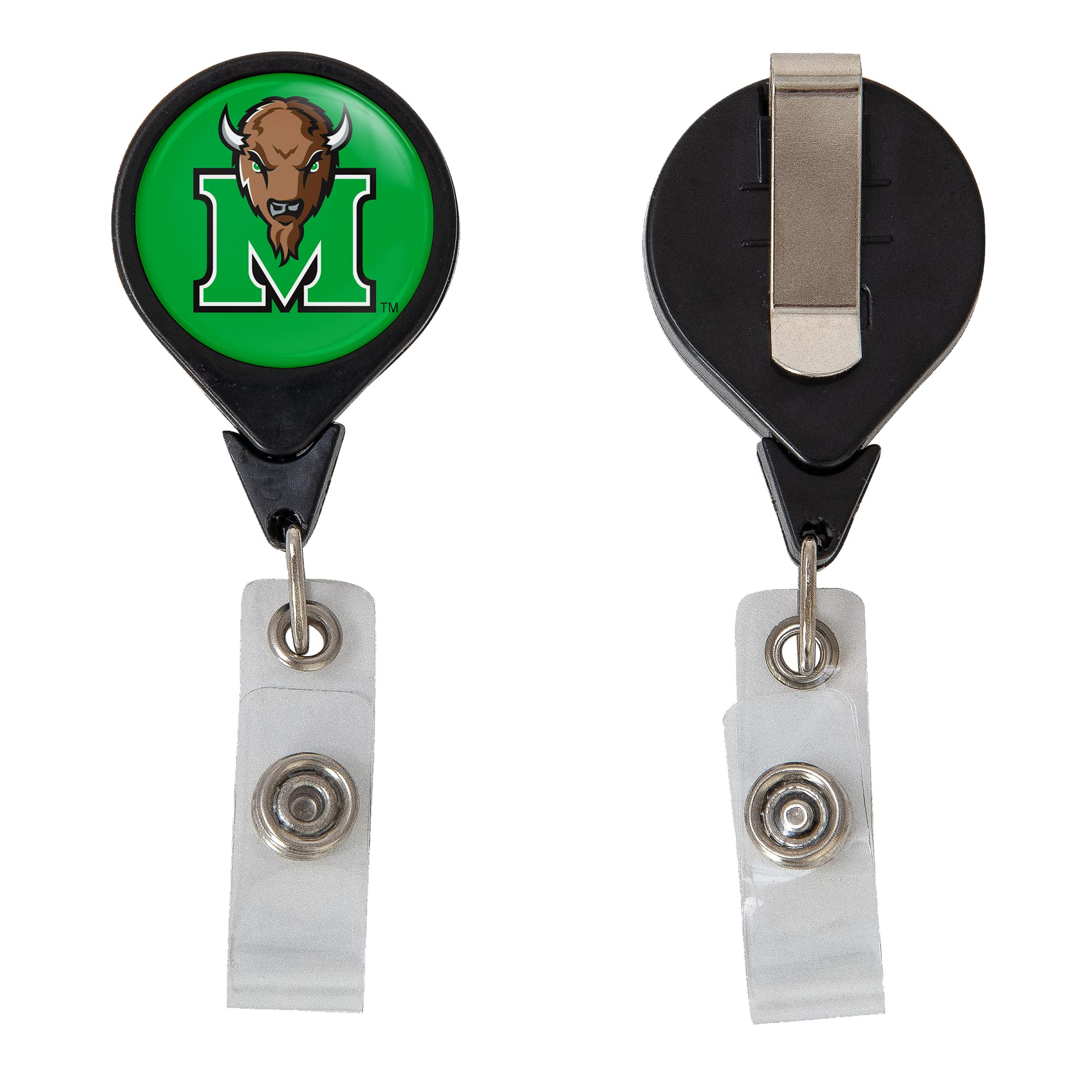 Desert Cactus Marshall University Retractable Badge Holder Thundering Herd MU ID Reel with Ticket Clip for Lanyard, Work, School & Office Access