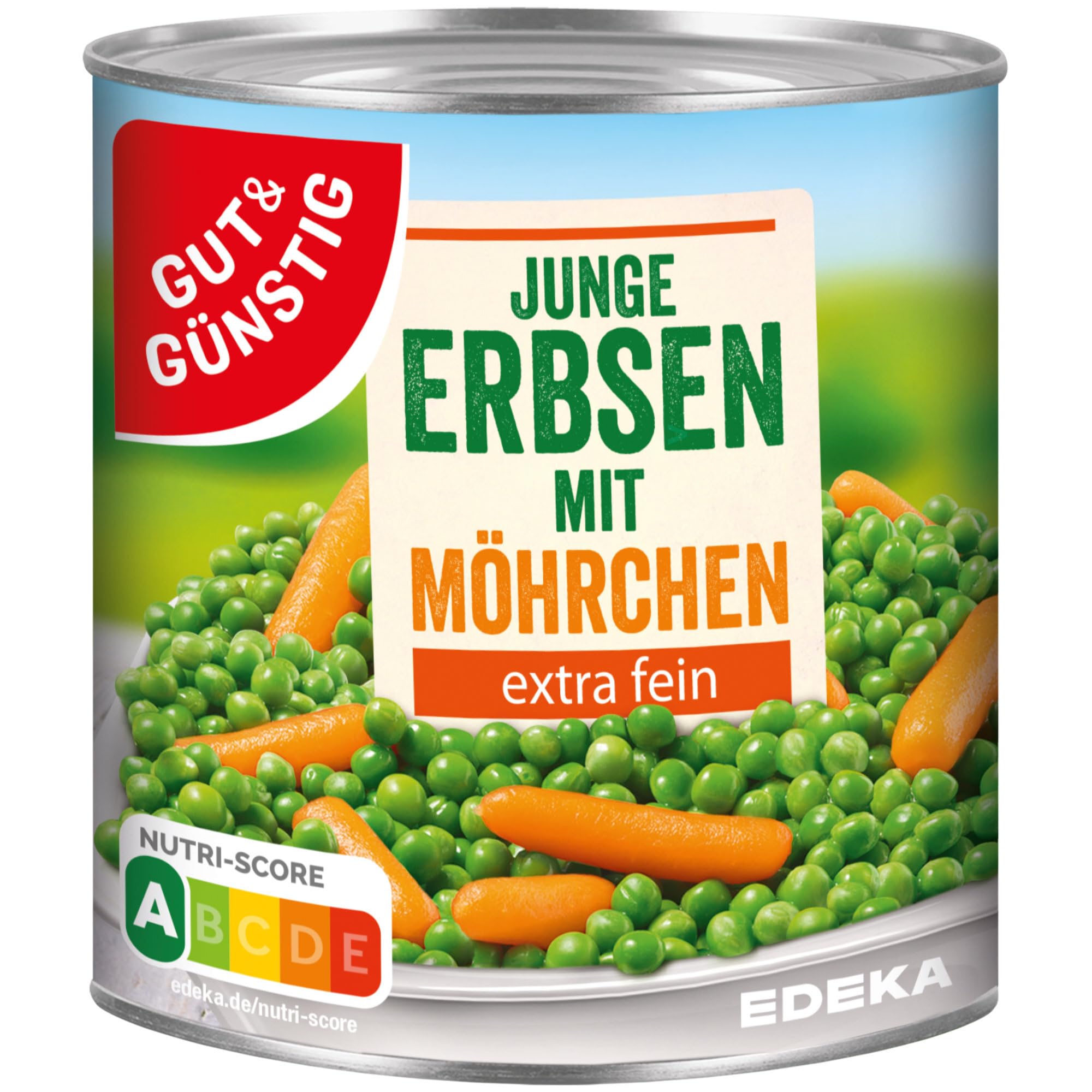 usy Bundle für Gut&Günstig Junge Erbsen mit Möhrchen extra fein 3er Pack (3x800g Dose) + usy Block