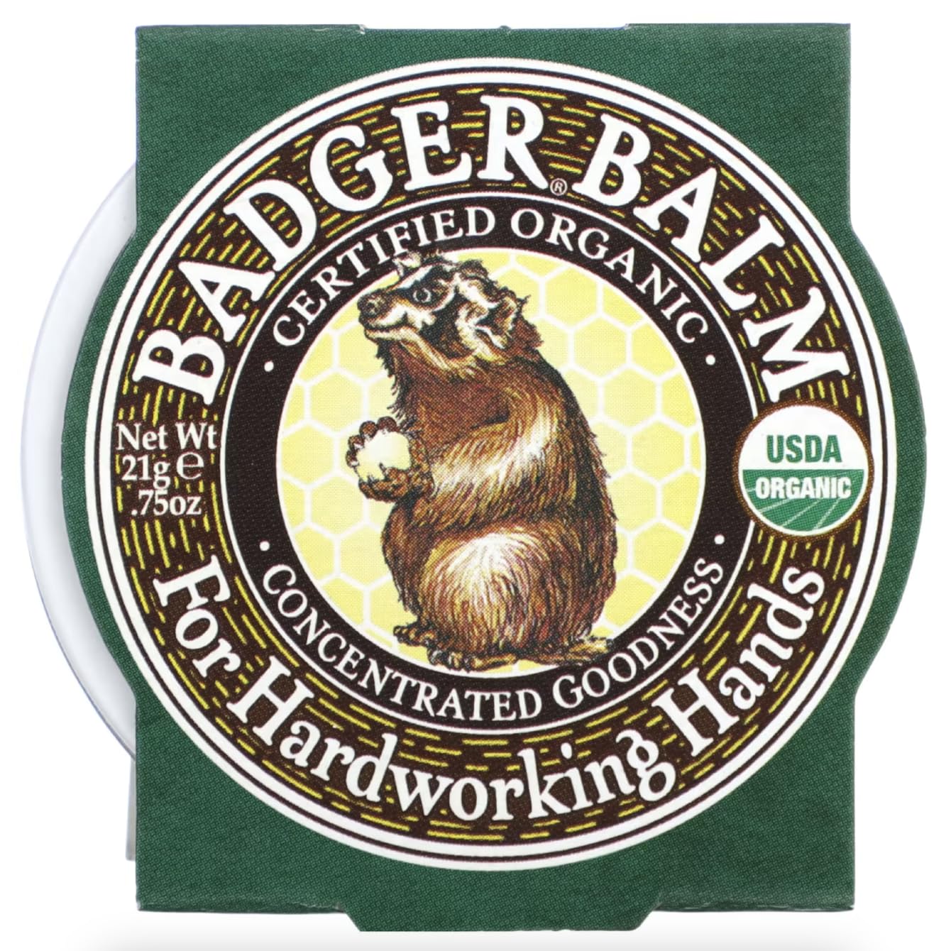 Badger Mini Hardworking Hands Balm, Mild Scent Of Sweet Birch and Wintergreen Oils, For Smoother Skin, With Vitamin E, 21g