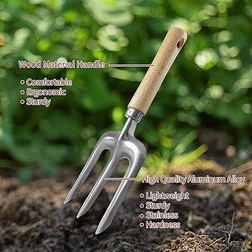 Miniatura 8 de Juego de 41 herramientas de jardinería de alta calidad, kit de herramientas de jardinería de acero inoxidable, con agarre de goma antideslizante,