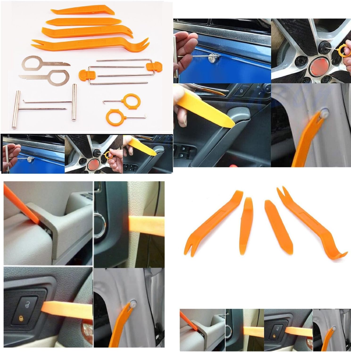 BlingKingdom 12 pcs Auto Pry Tools Kit Door Trim Panel Dash Stereo Radio Interior Light Removal