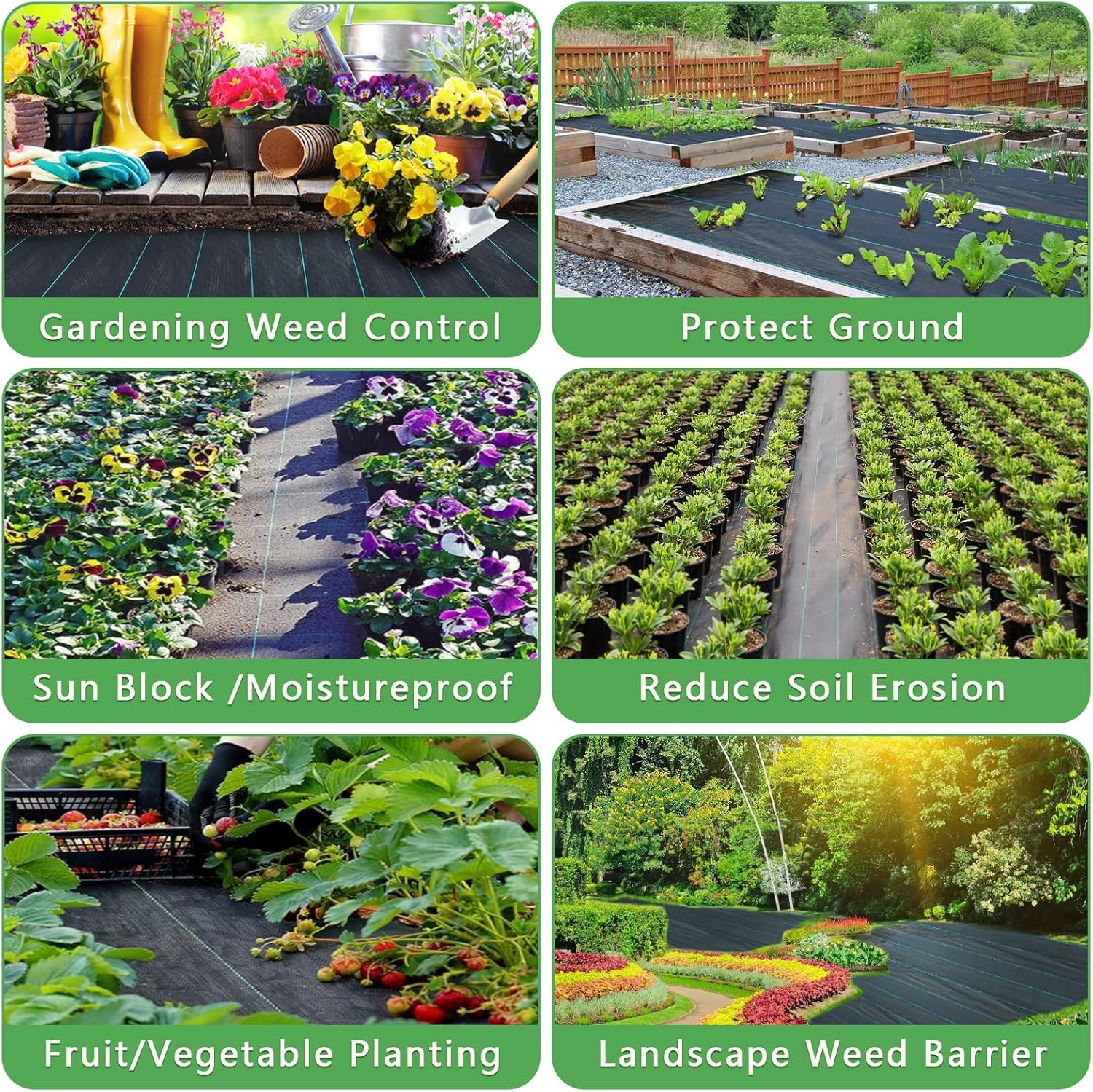 Unkrautvlies, 2 m x 50 m, Geotextilien, Unkrautvlies, Garten, schwarze Landwirtschaft, Barriere gegen Wurzeln, gegen Unkraut, wasser- und luftdurchlässig, UV-Schutz