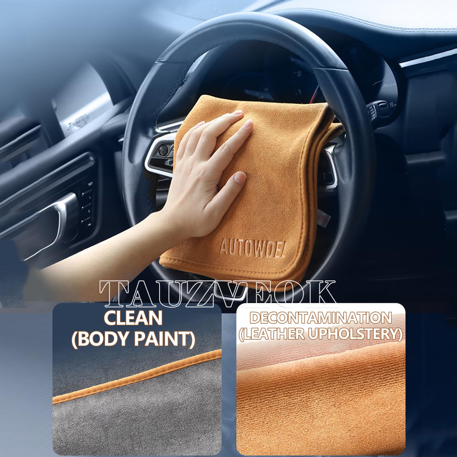 45 45cm Thickened Microfiber Cloths Set 6Pcs Lint-Free Moisture-Absorbing for Motorcycle Car Care Streak-Free Cleaning Cloths Blue — view 3