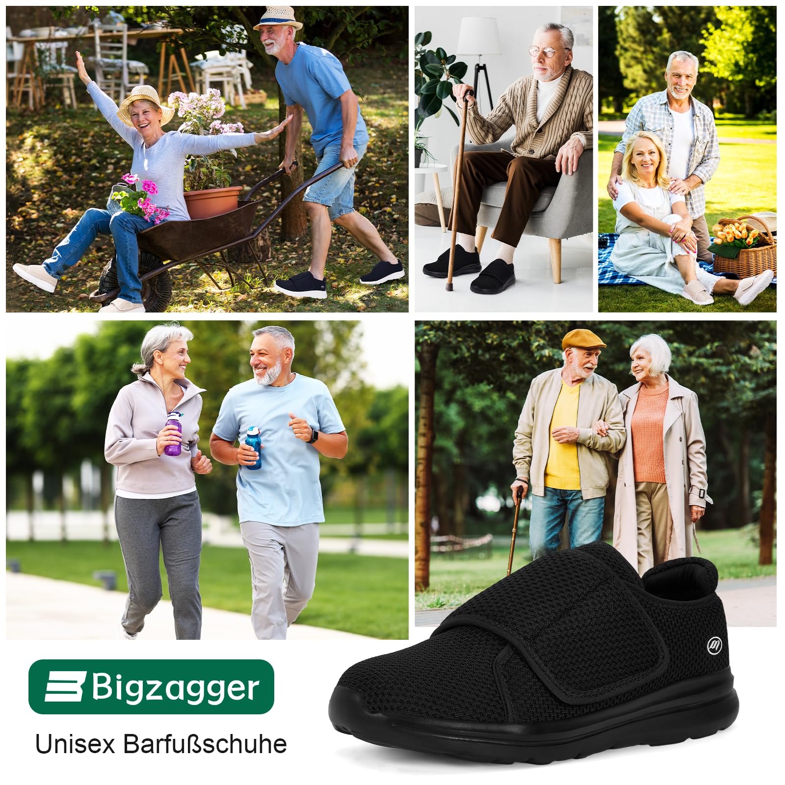 Scarpe per diabetici, da uomo, da donna, extra large, con chiusura in , ultraleggere, ortopediche, con suola in memory foam, traspiranti, per piedi gonfi