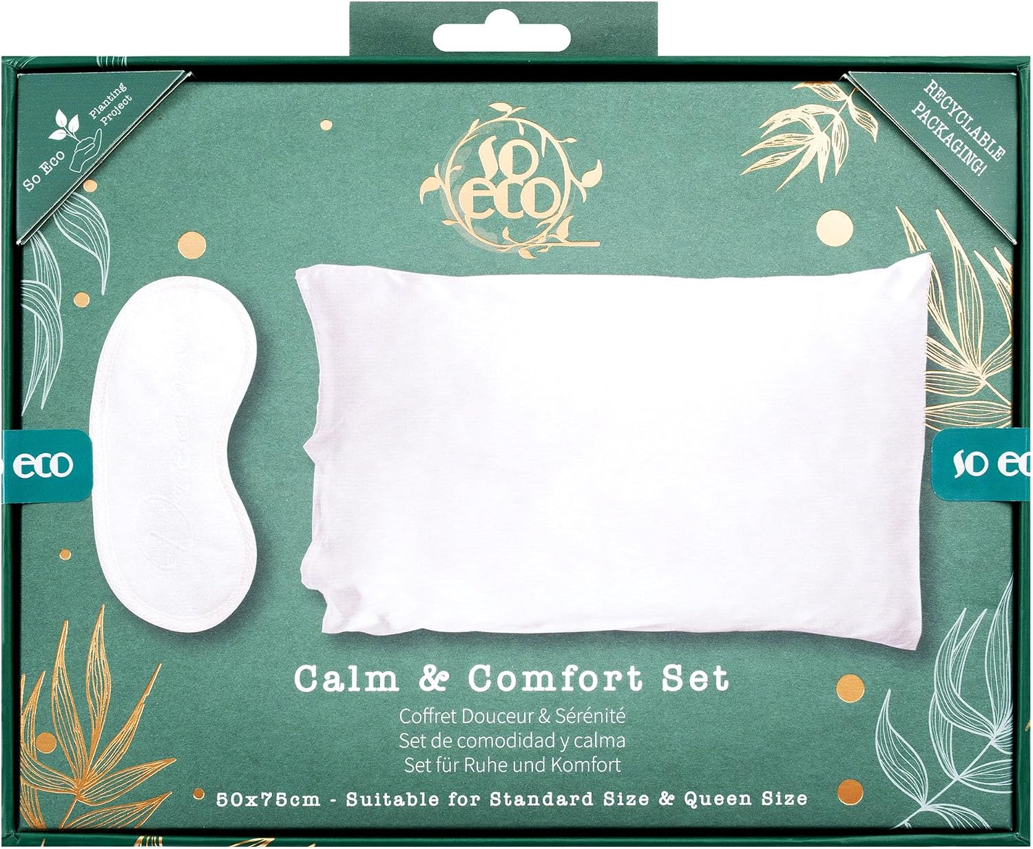 So Eco Calm & Comfort Sleep Set – Satin Pillowcase & Light-Blocking Sleep Mask, Anti-Frizz & Skin-Friendly Sleep Accessories, Vegan & Cruelty-Free Night Gift Set
