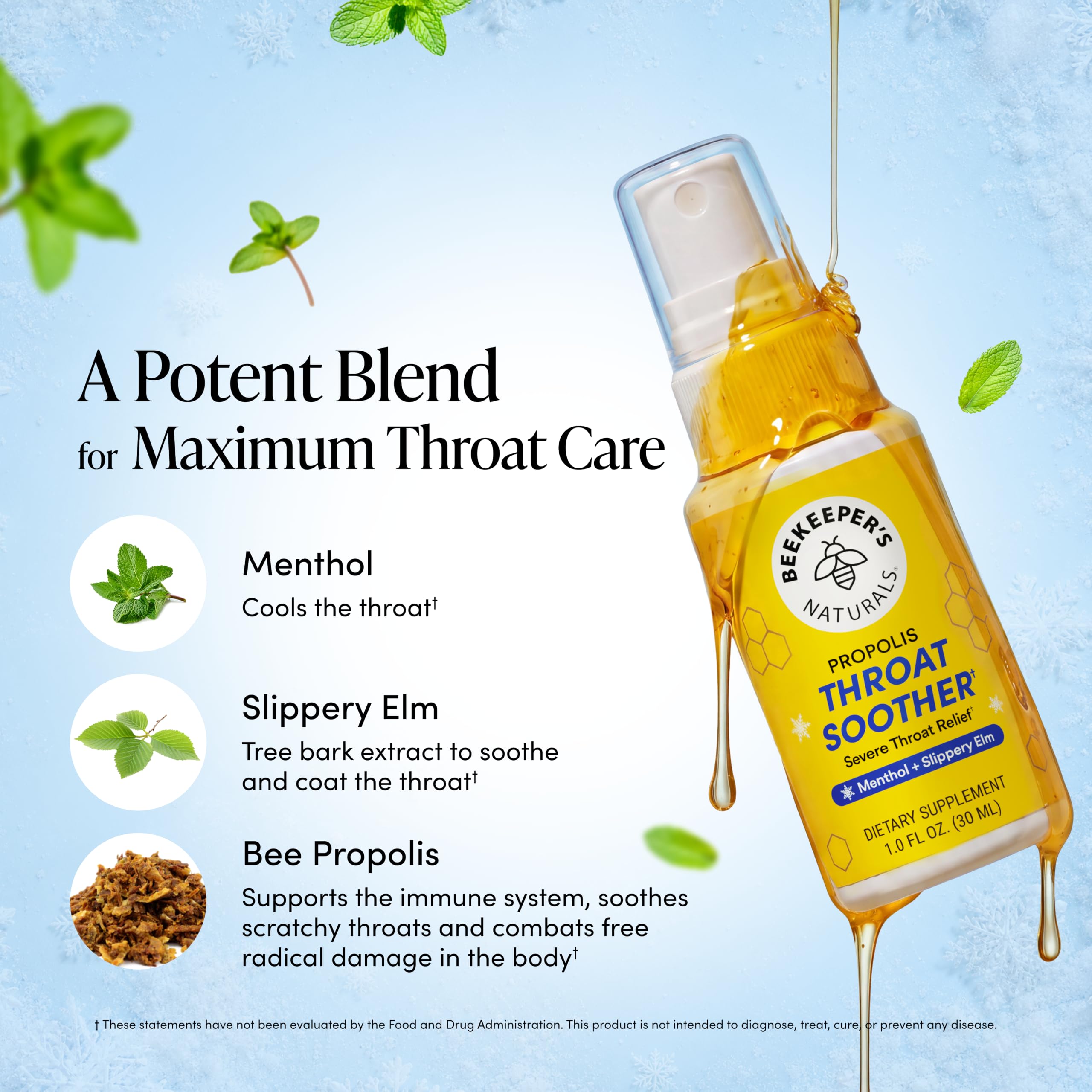 Beekeeper's Naturals Propolis Throat Soother Spray w/ Menthol - Fast Relief — Amazon image 3
