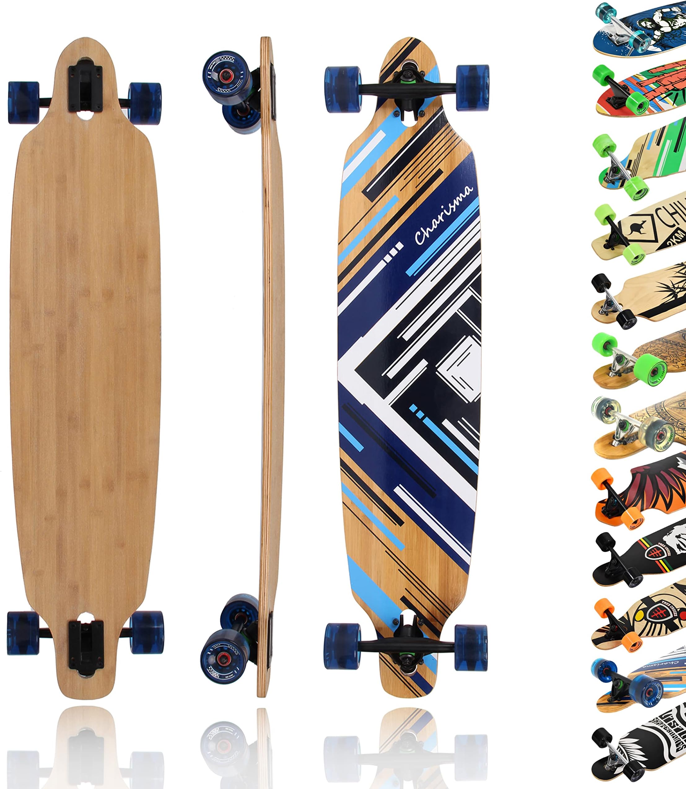 MAXOfit Longboard in Various Designs Maple/Bamboo Decks for Beginners and Advanced Players