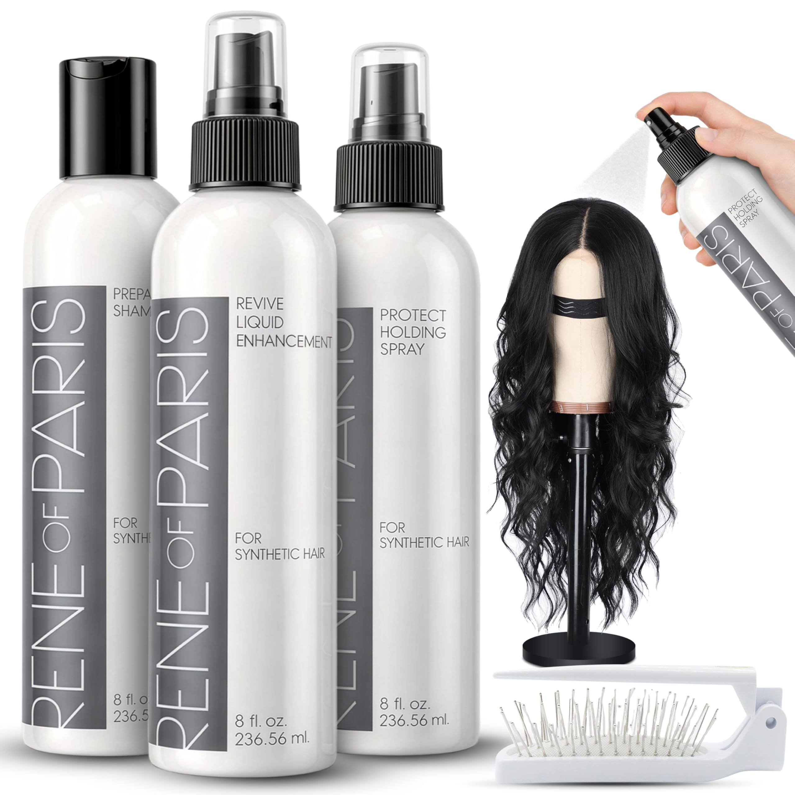Synthetic Wig Hair Care Kit 4PC Set Shampoo Conditioner Spray Hairspray 4-Piece Set