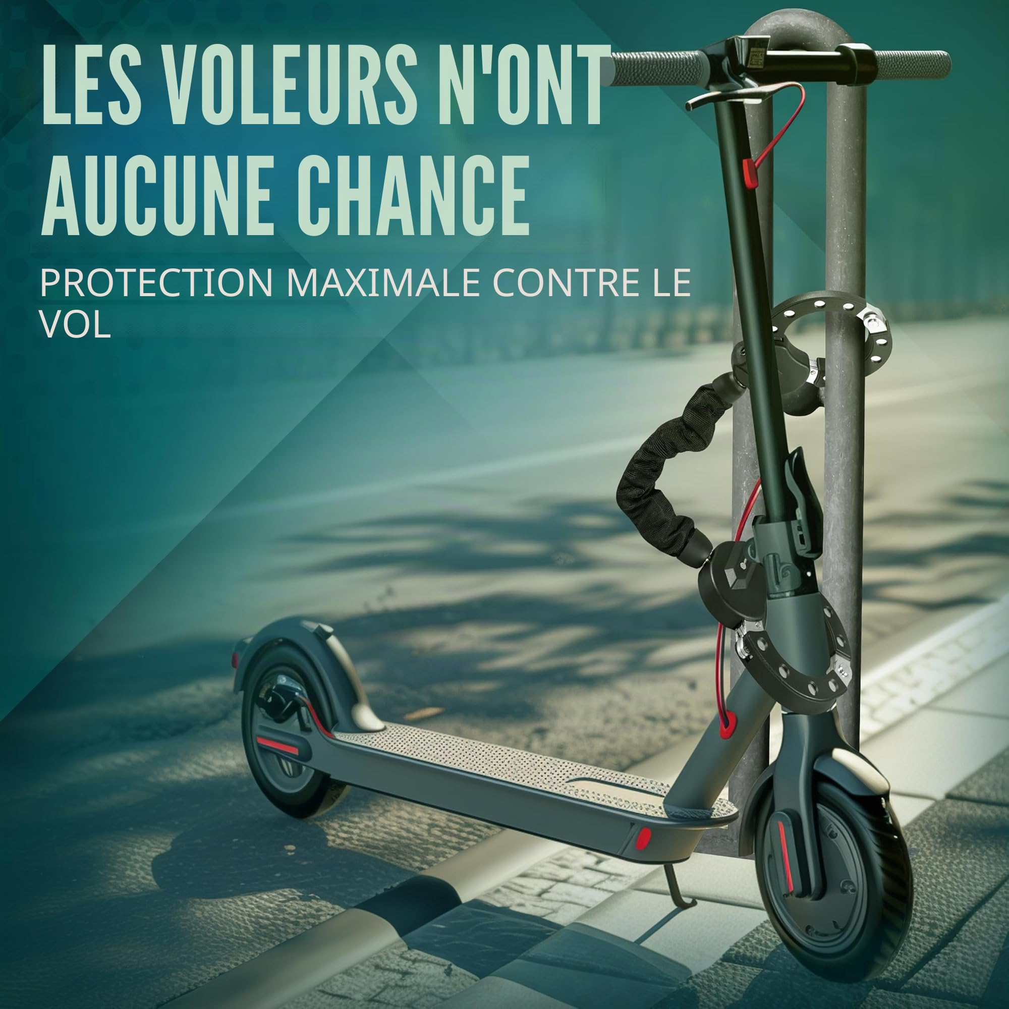 Serrure à menottes haute sécurité pour scooter électrique, épaisseur : 10 mm, antivol avec sac toutes saisons