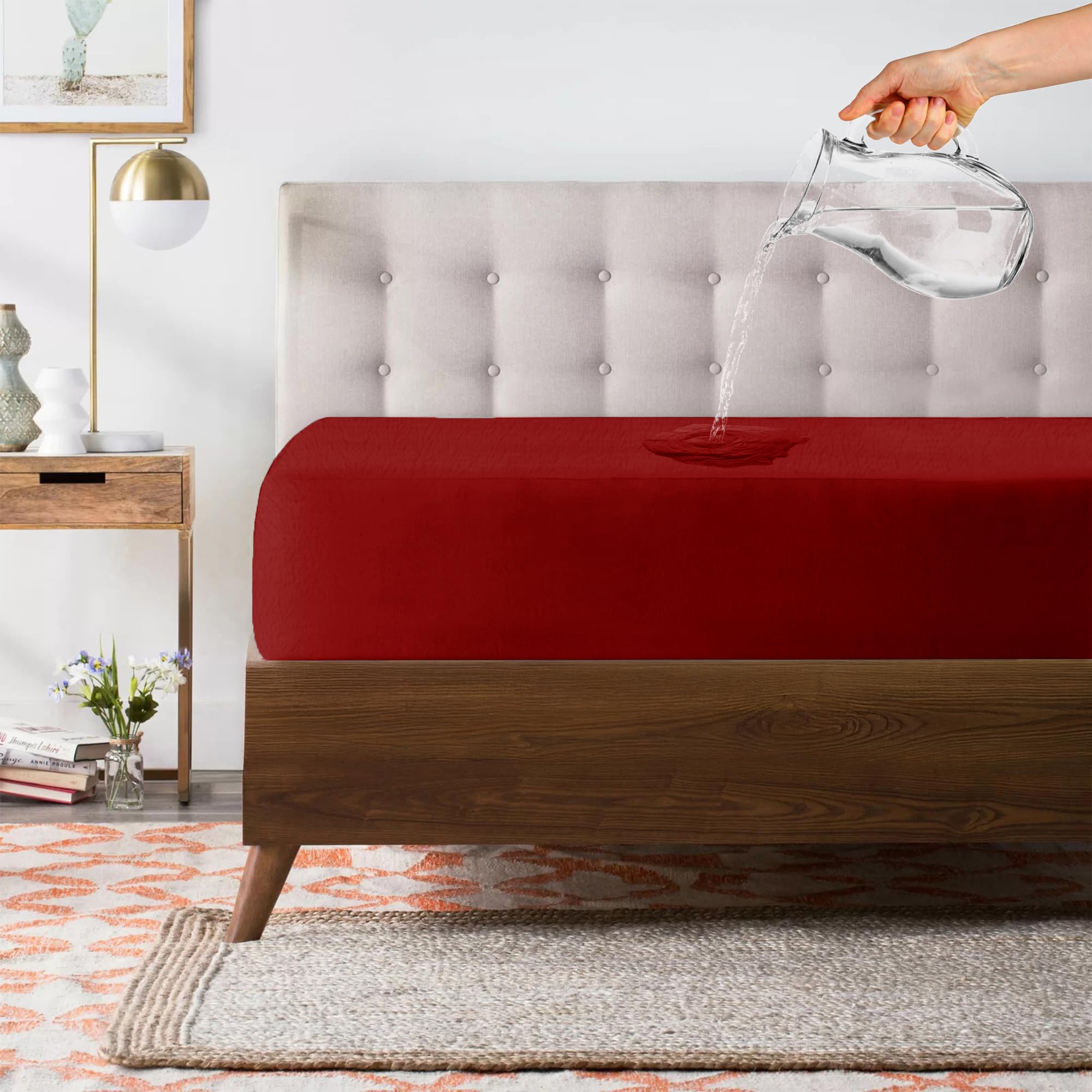 Story@home Premium 100% Waterproof Mattress Protector King Size, 72x72 Inches | Breathable and Hypoallergenic Ultra Soft Fitted Bed Protector Cover 72"x72" - King, Maroon