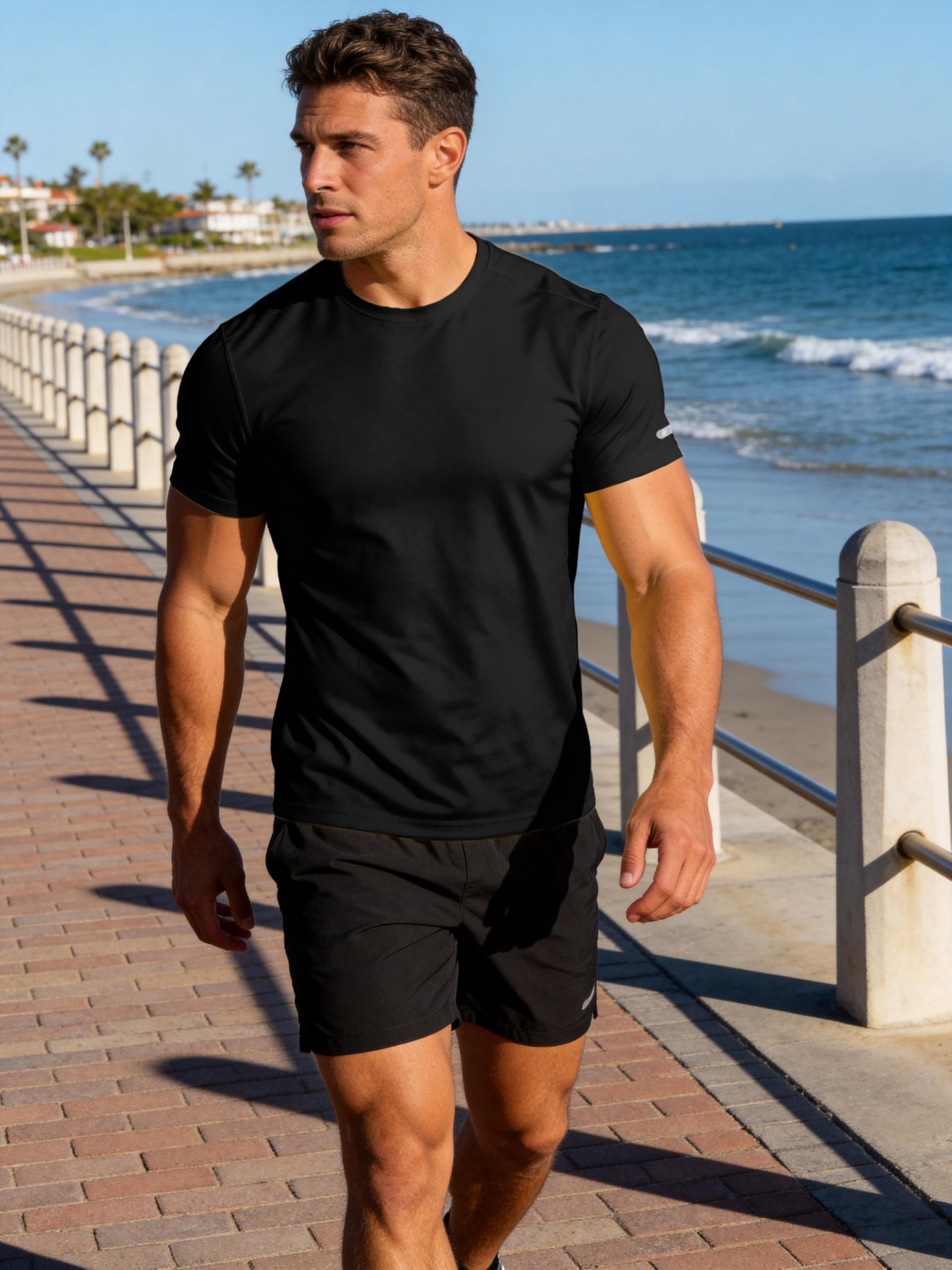 Camisetas de entrenamiento para hombre, absorbe la humedad, secado rápido, manga corta, gimnasio, rendimiento, camiseta deportiva