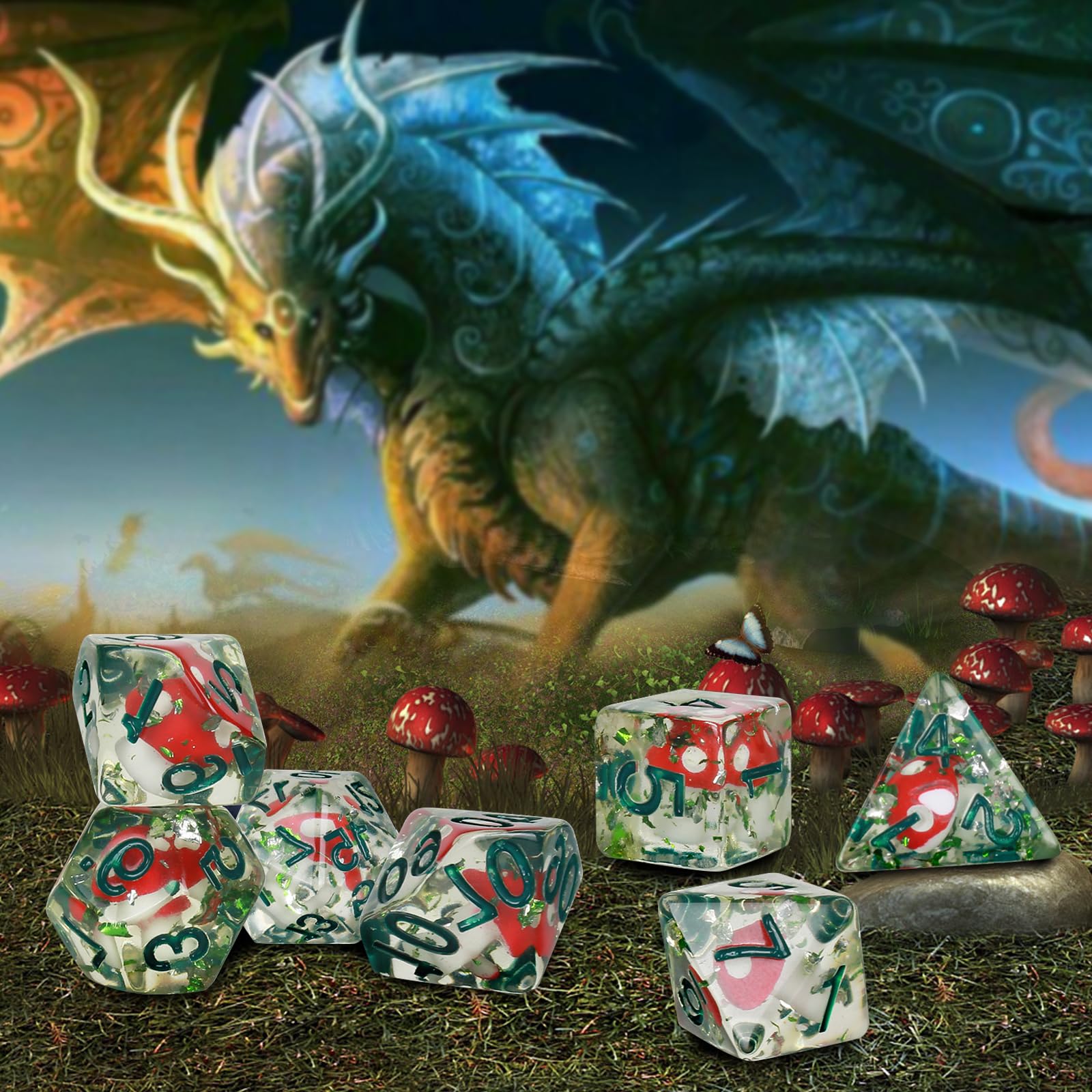 Dados de setas terribles D20, bosque profundo, cubo peligroso, cubo de terror, Dungeons & Dragons, juego de mesa, dados W20 Mushroom Dice