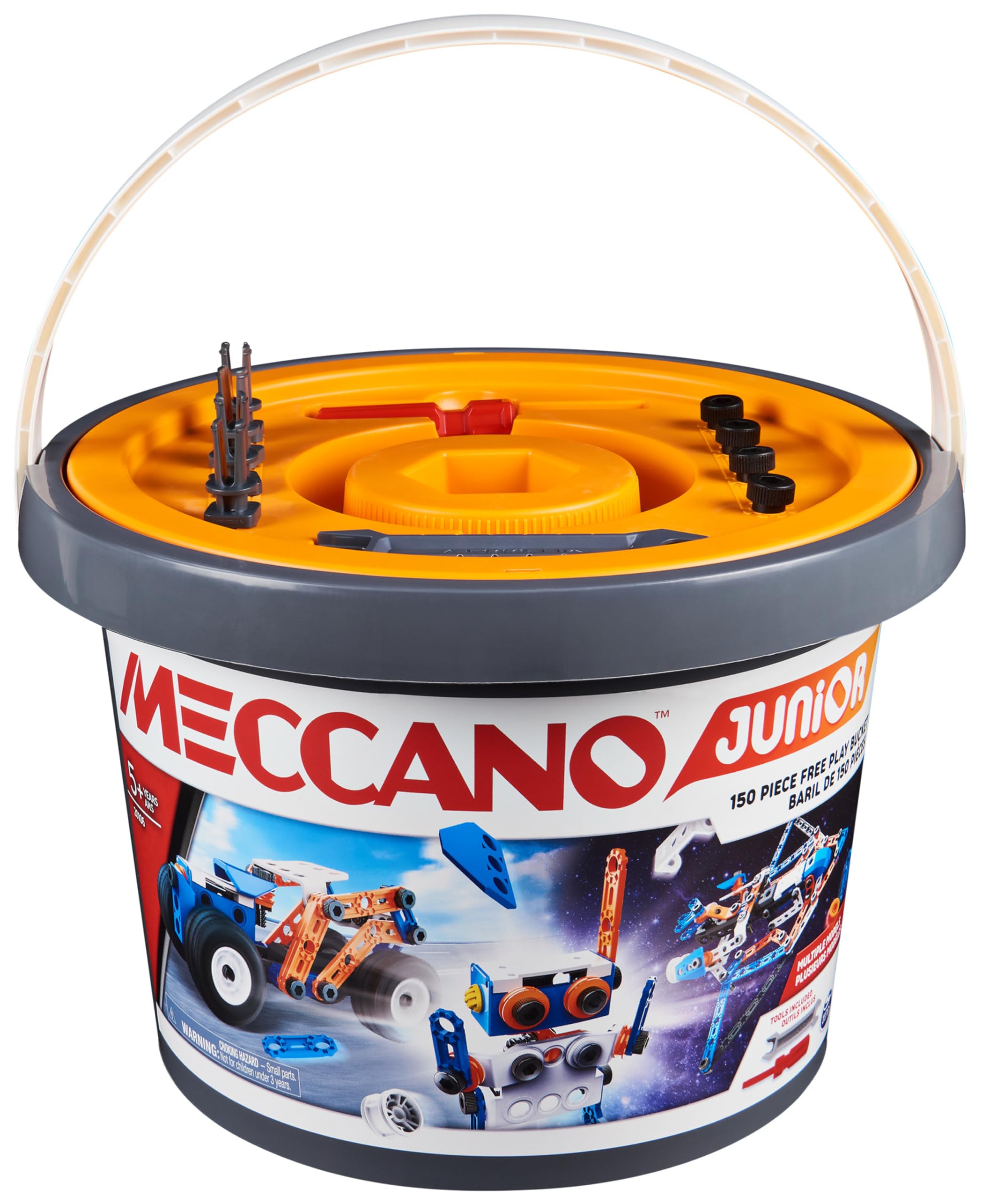 MECCANO Junior, Kit di Costruzioni, Secchiello da 150 Pezzi per Gioco Creativo - dai 5 Anni