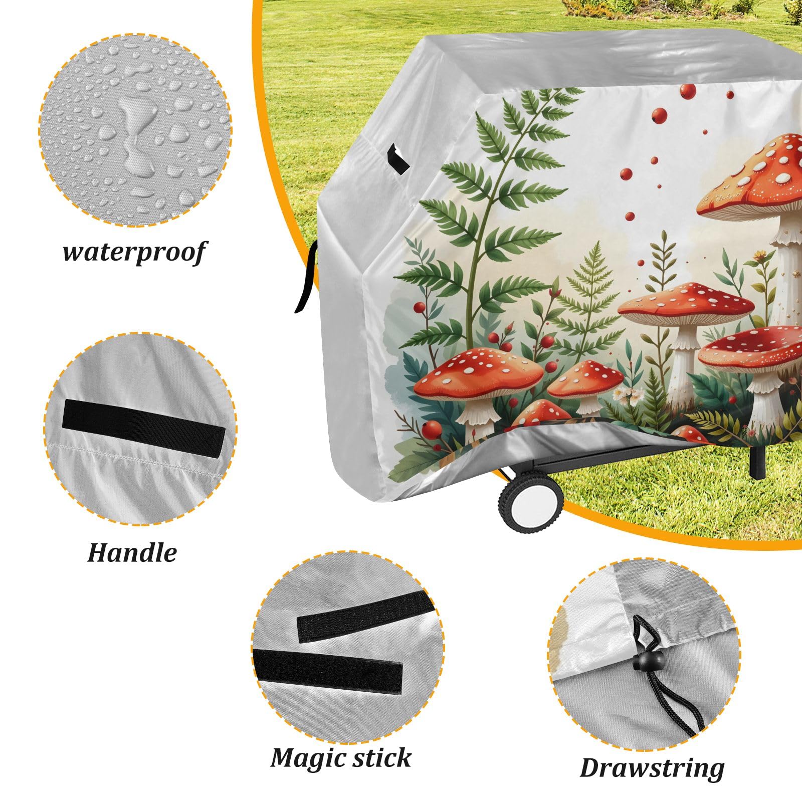 Copertura impermeabile resistente per barbecue a forma di fungo, per esterni
