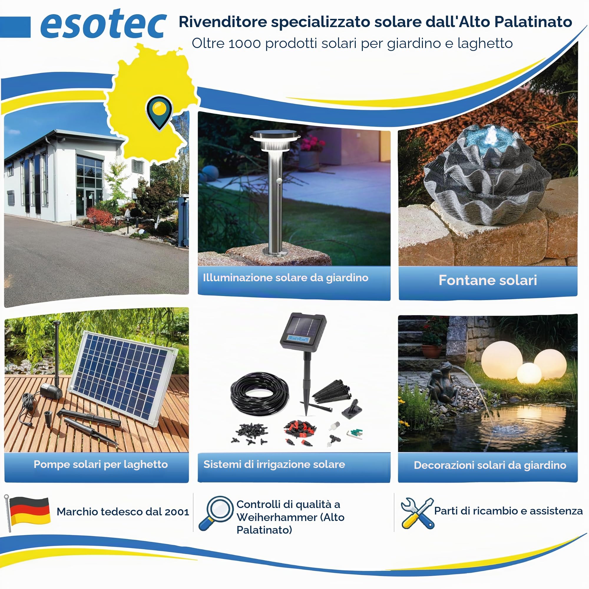 Esotec 101100, Set completo per sistema di irrigazione solare, a gocce, con 15 getti irrigatori