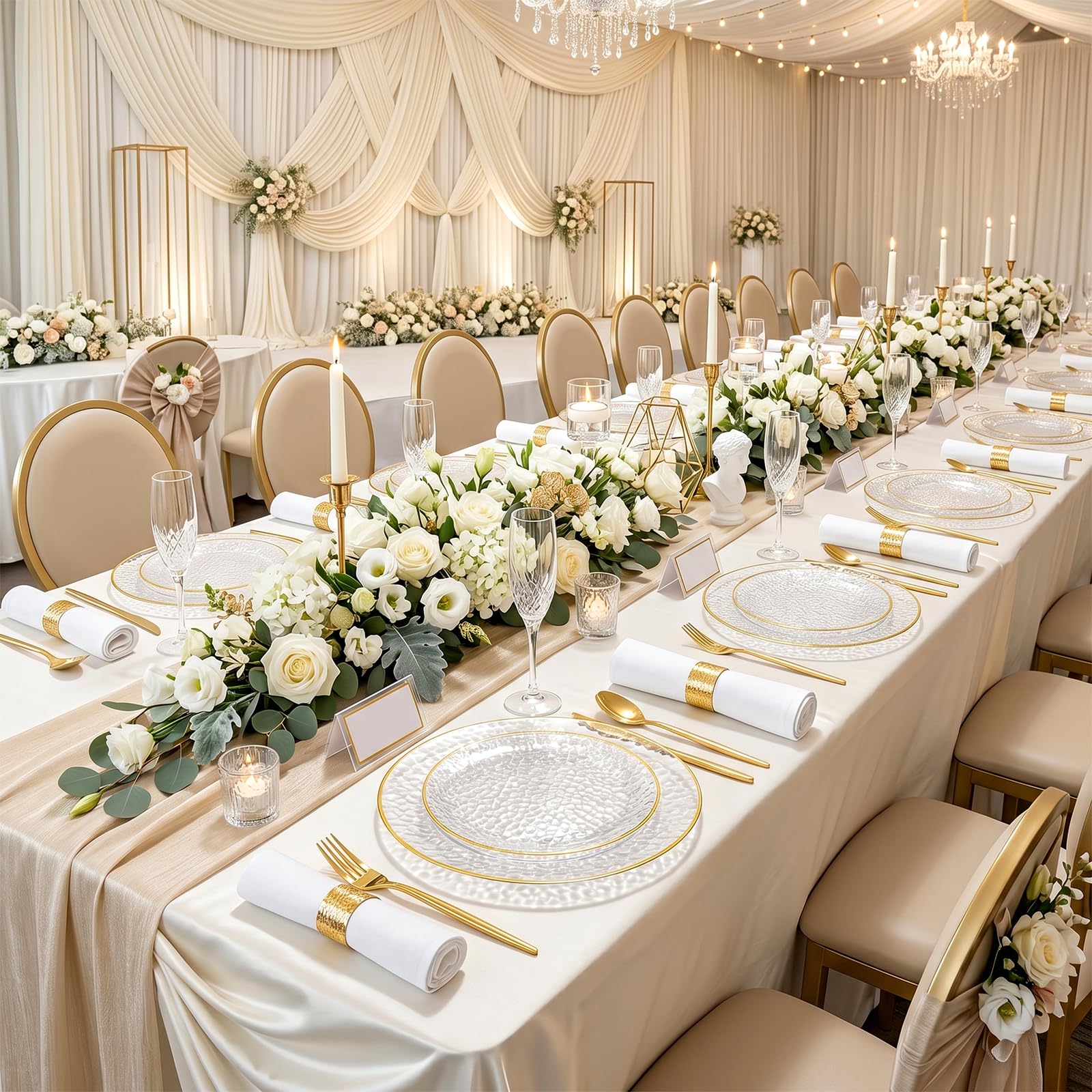 Gold Rim Disposable Plates - 60 Pack for Parties & Weddings -6