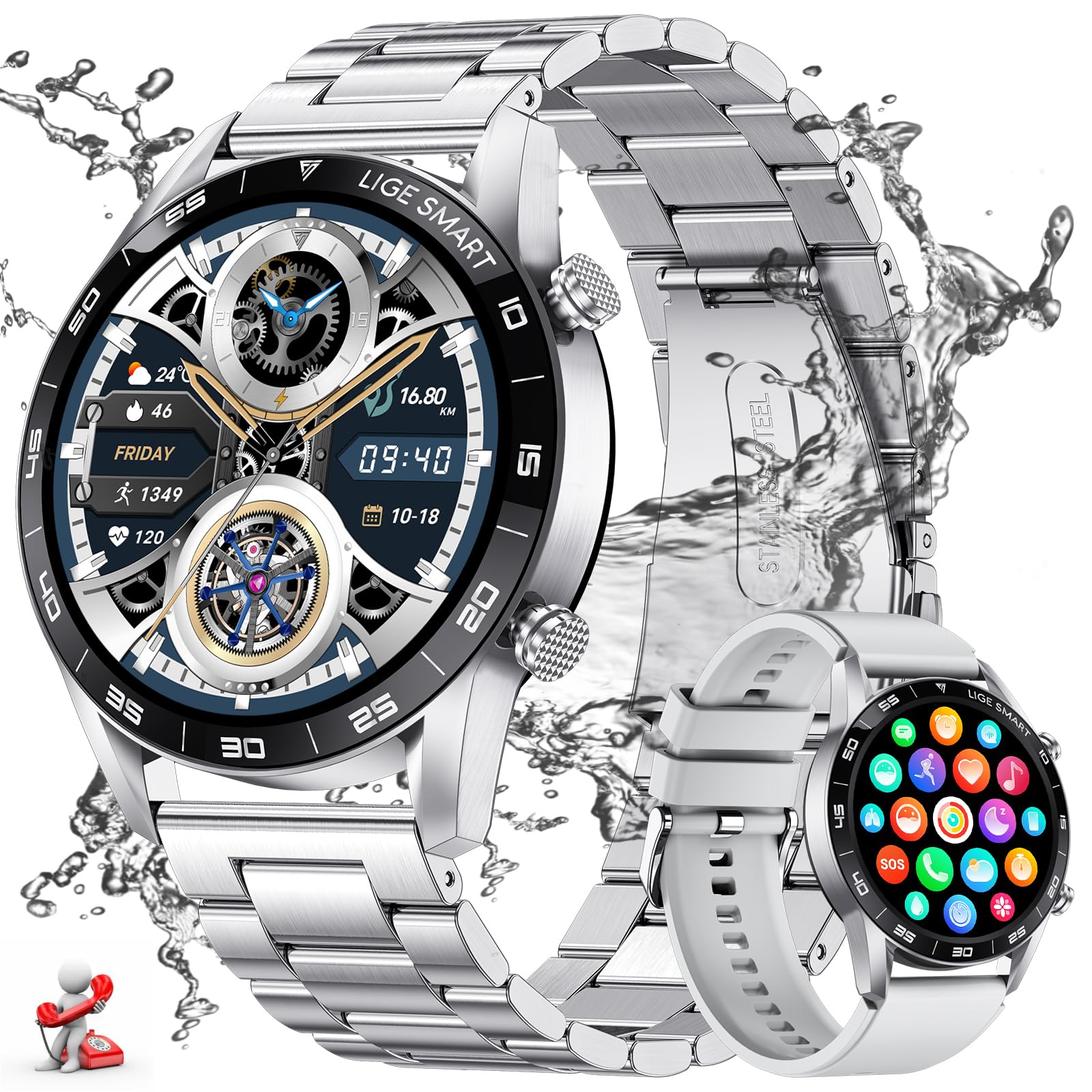 Montre Connectée 1.43 AMOLED Silver Case with Silver Mesh Band – Pierre Cardin Watches
