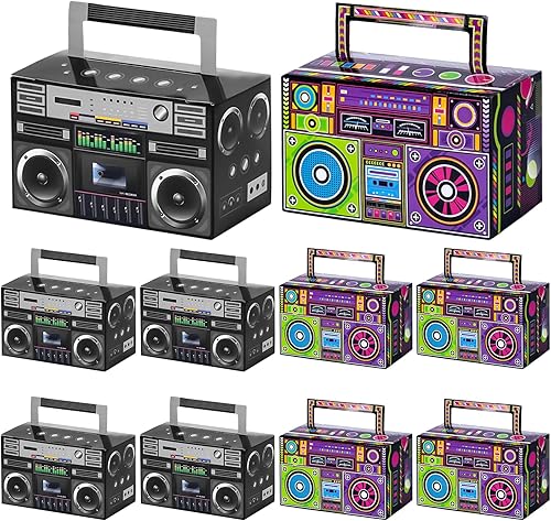 VGOODALL 10 cajas de recuerdo de fiesta de los años 80, caja de regalo para suministros de fiesta retro, decoraciones de radio