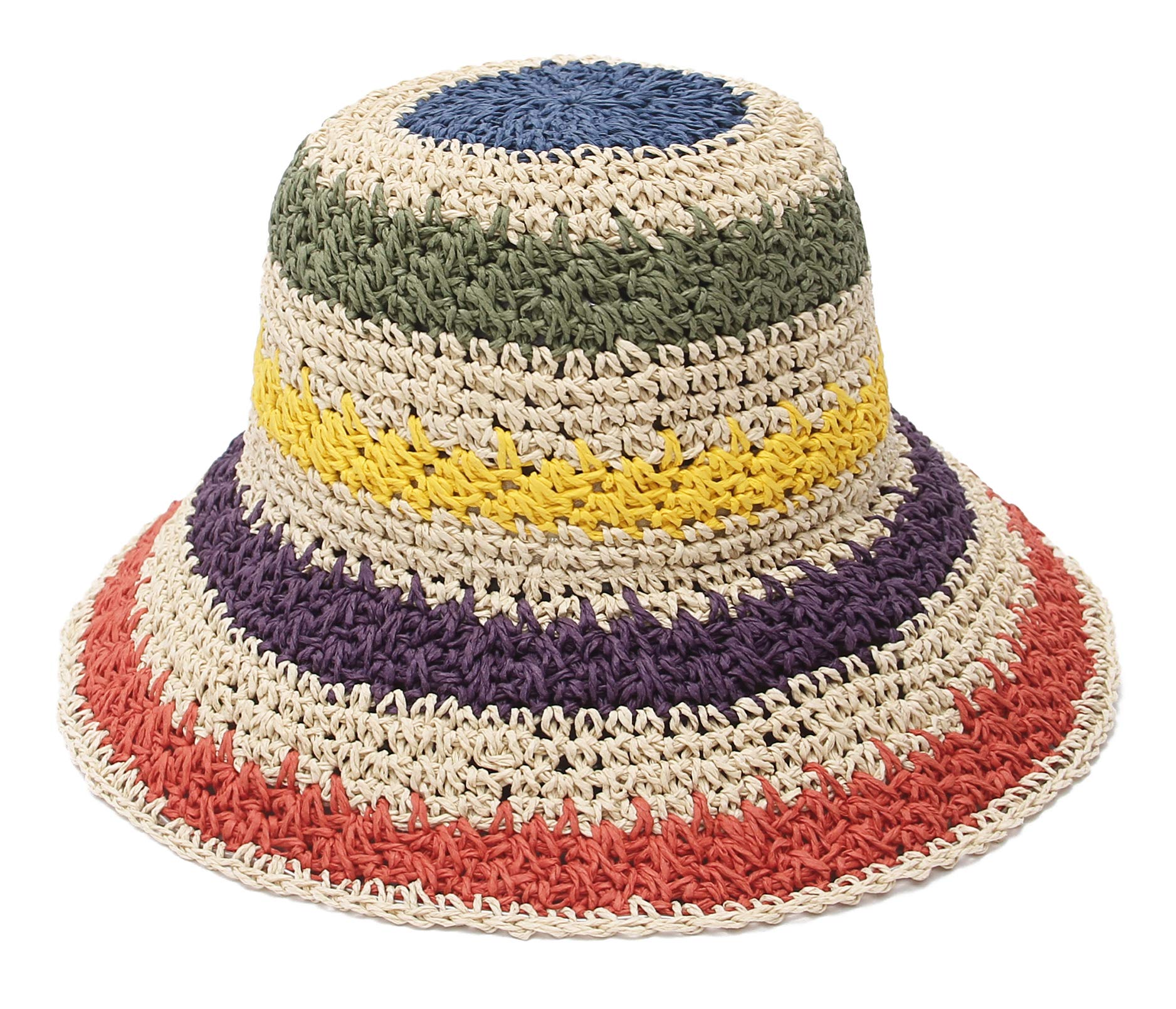 GEMVIE Sombrero de Paja Mujer para Playa Transpirable Sombreros del Sol con Visera Estilo Mexicano Colorido Pamela al Aire Libre