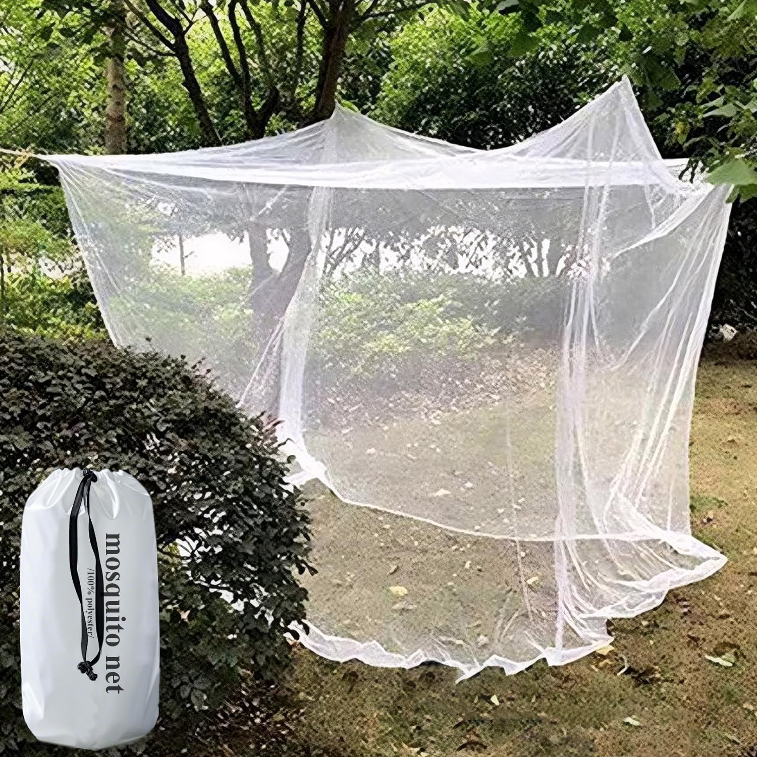 Outdoor Camping Mosquito Net, Ultra Large 10'x10' Black Mesh Insect Netting with Storage Bag for Camping, Picnic, Patio, Outdoor Trips (Black, One-Opening 118"x118"x77")