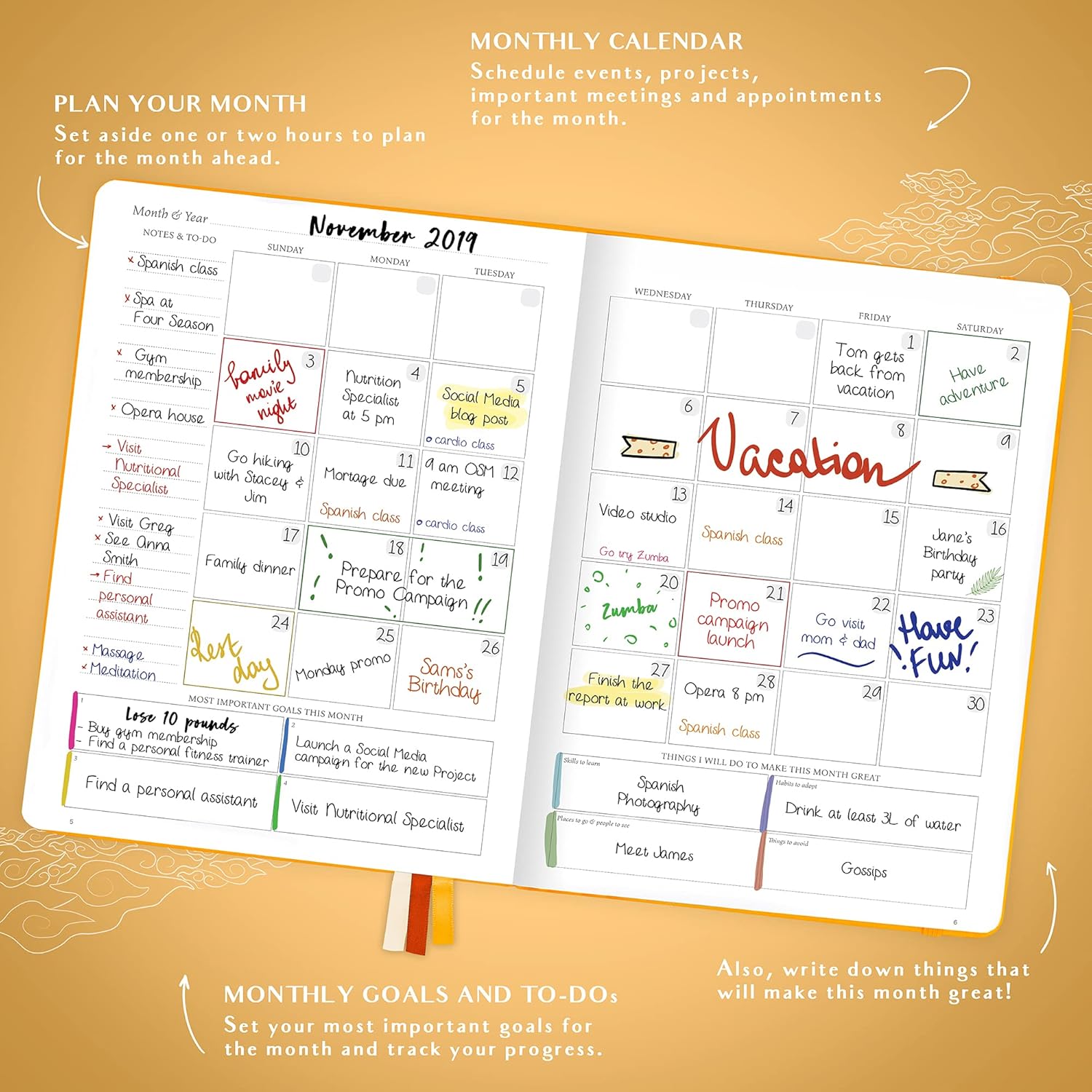 Legend Planner PRO, Undated Weekly & Monthly Life Planner for Goals & Productivity. Time Management Organizer Notebook - Image 4