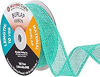 Vista 29 de Mandala Crafts Cinta de arpillera turquesa con alambre de 1 pulgada de ancho para manualidades, rollo de 10 yardas de cinta rústica de arpillera