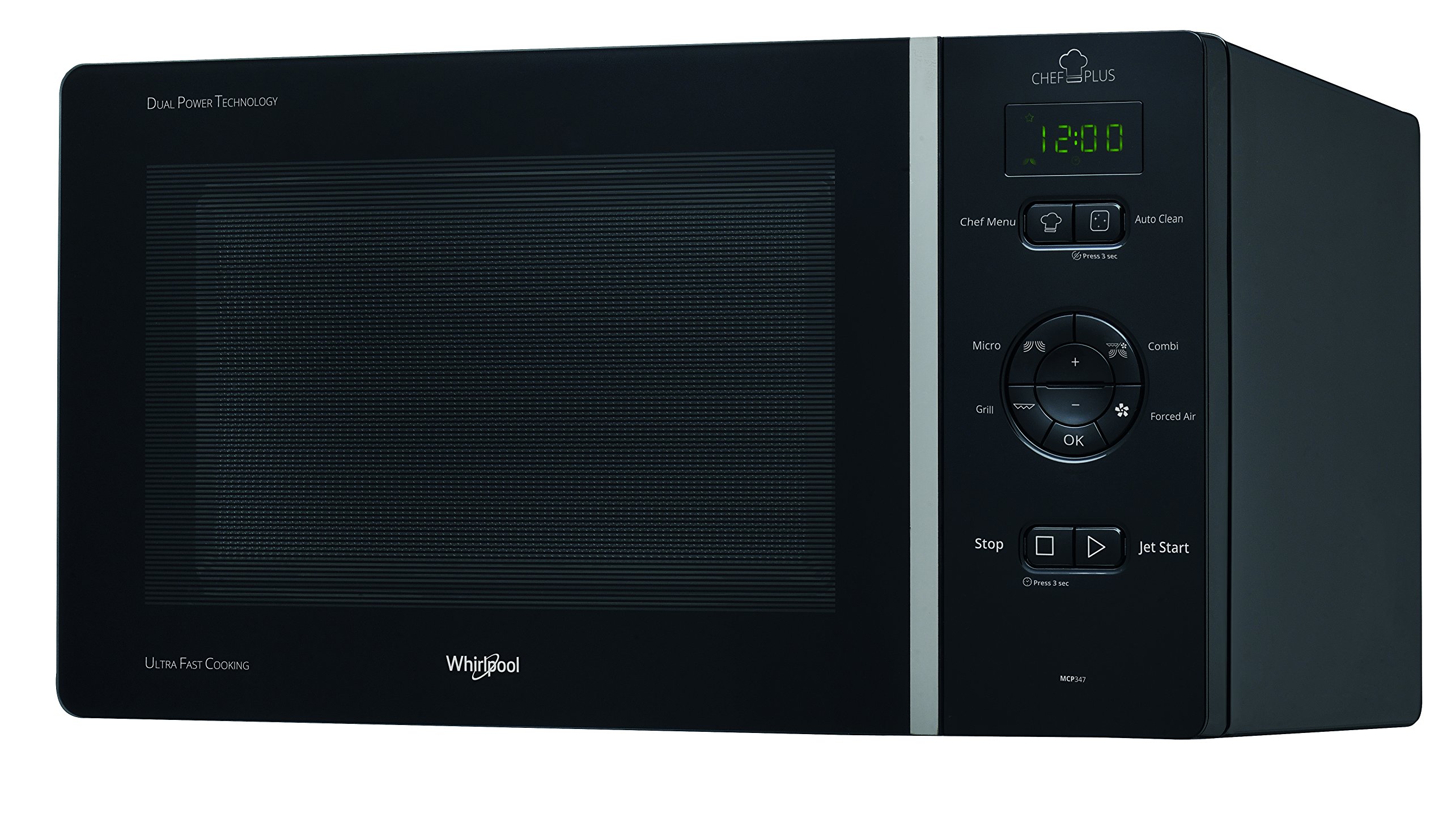 Whirlpool MCP 347 BL - Horno microondas con grill, 25 litros, negro