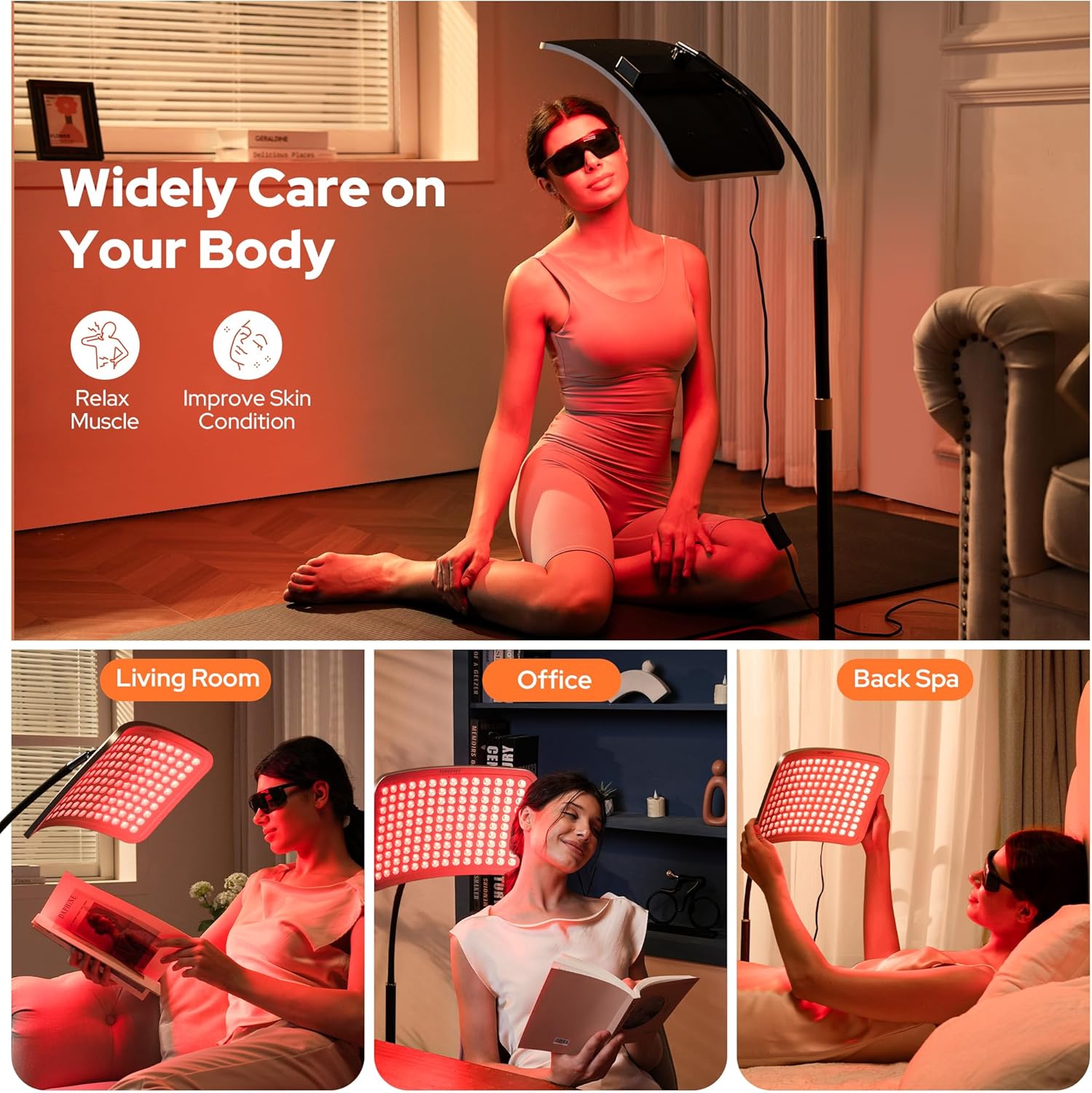 Red Light Therapy for Body and Face, Infrared Red Light Therapy Lamp with Stable Stand, 660nm and 850nm Infrared Pannel
