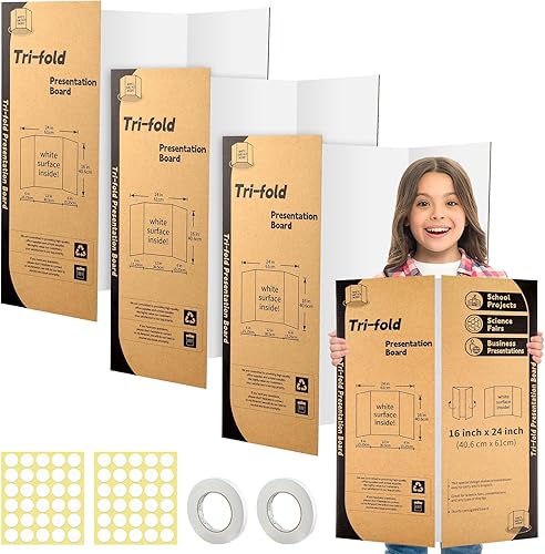 IKAYAS - Paquete de 3 tableros de póster triples de 24 x 16 pulgadas, tableros de póster blancos IKAYAS para feria de ciencias, tablero de espuma