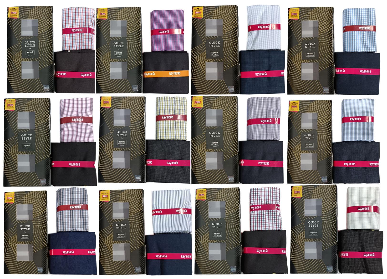 raymond fabrics Raymond Quick Style Men’s Shirt & Trouser Fabric Combo – Pack of 12 | Premium Cotton Shirts & Poly-Viscose Pants | Formal Office Wear | Unstitched Fabric Set (Multicolor)-picture-18