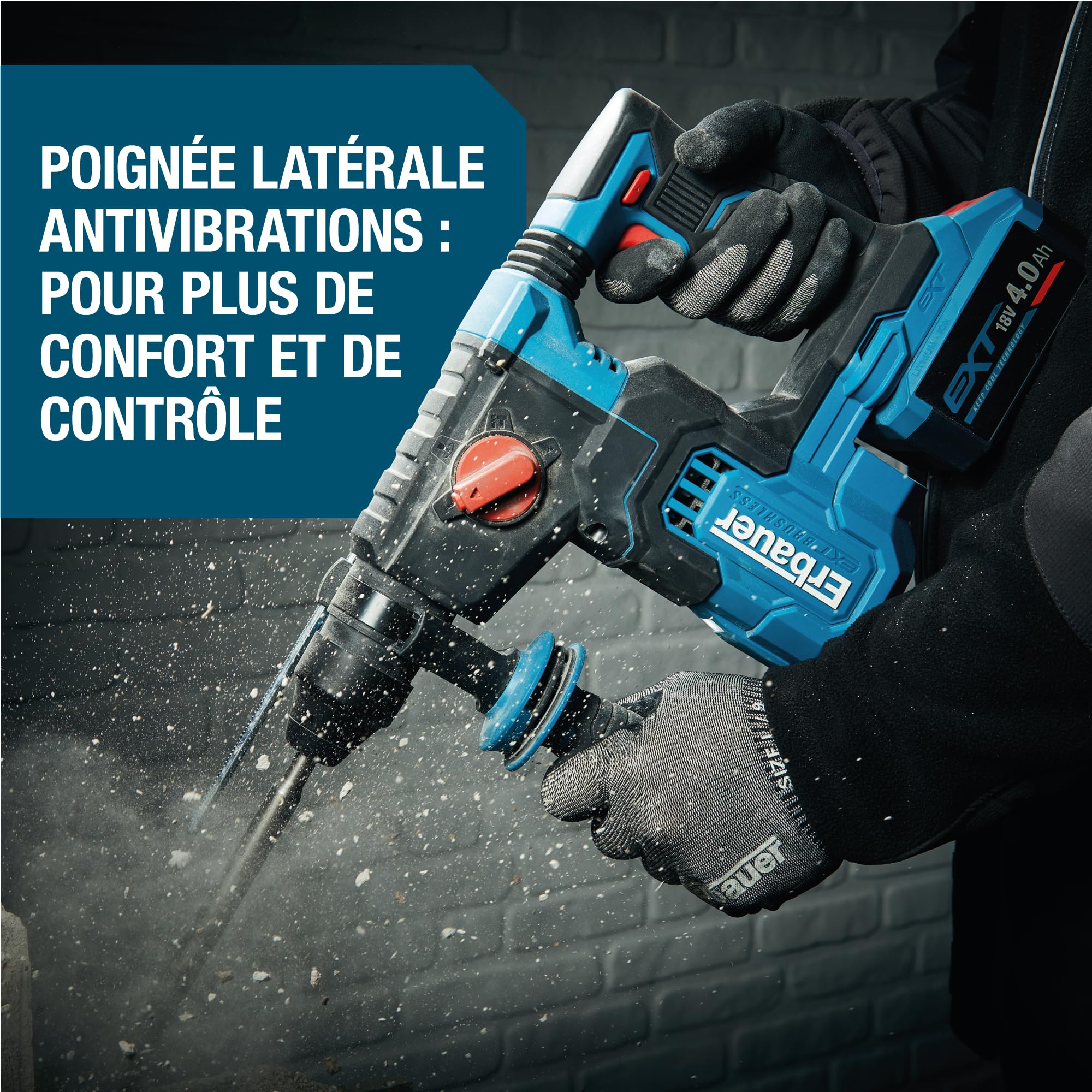 Erbauer ERI1078SDS Perforateur SDS+ sans fil 18 V brushless 3 J (sans batterie)