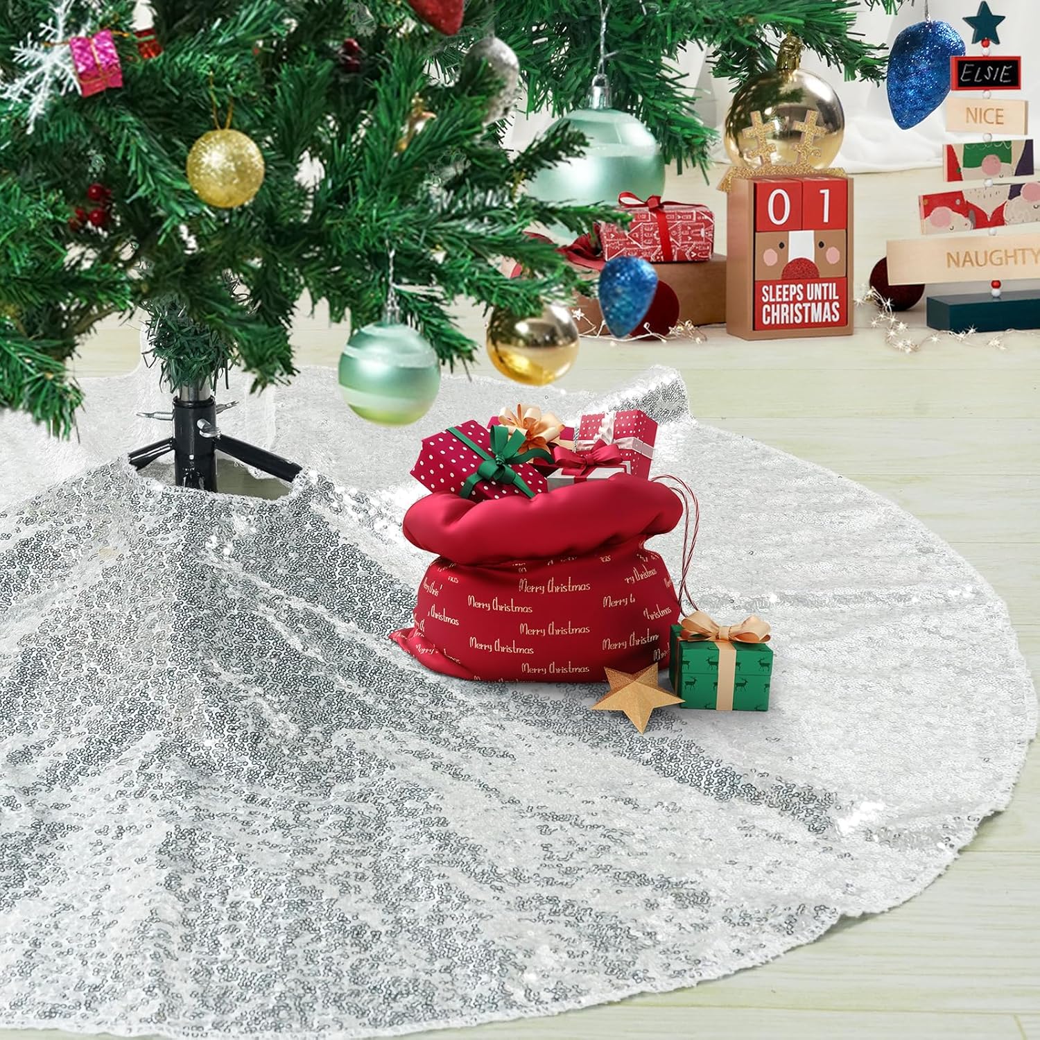 Juya Delight Sequin Tree Skirt Christmas Tree Skirts Mini