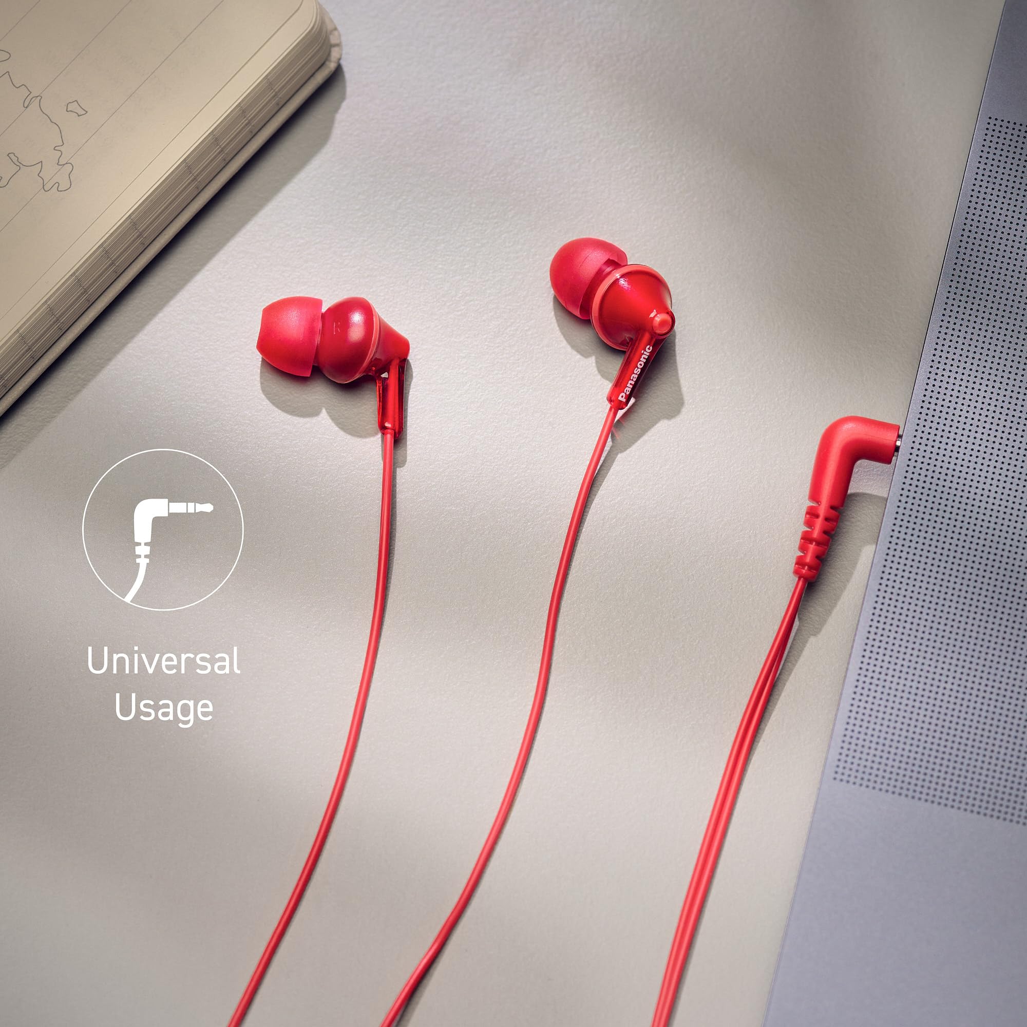 Panasonic RP-HJE125E-R Ergofit In Ear Wired Earphones with Powerful Sound,  Comfortable Non-Slip fit, Includes 3 Sized Ear Buds - Red : BLOCK: ...