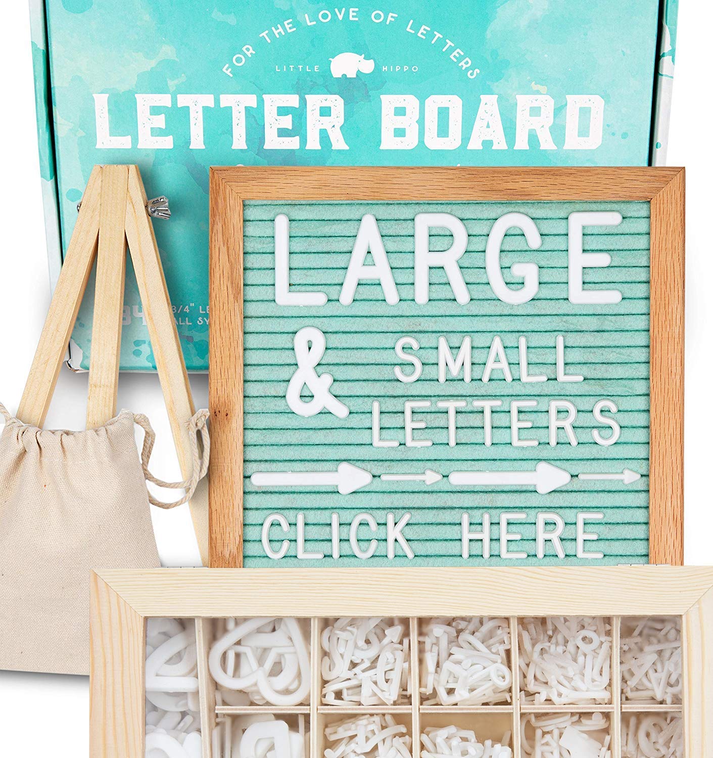 Buy Little Hippo Green Felt Letter Board Sign 10x10 Inch with 690+ PRE